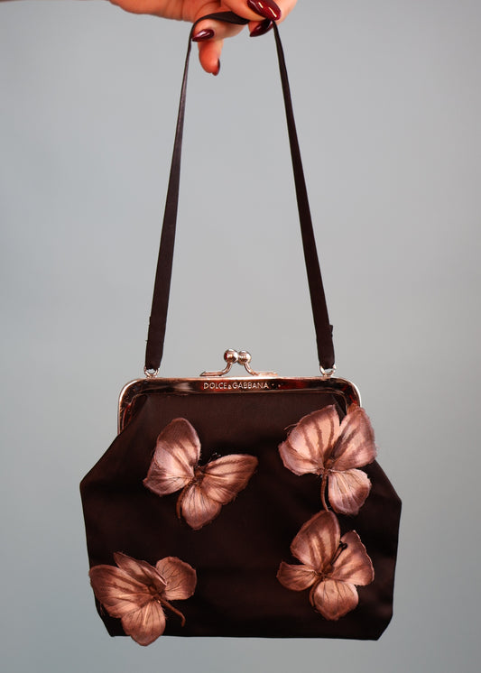 Dolce & Gabbana Spring 1998 Runway Black Silk Butterfly Mini Bag