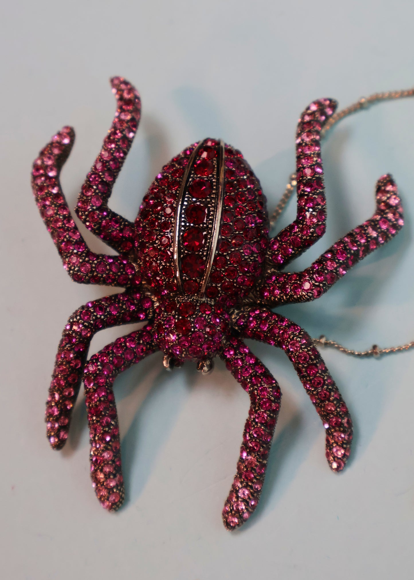 Roberto Cavalli Pink Crystal Spider Necklace / Brooch
