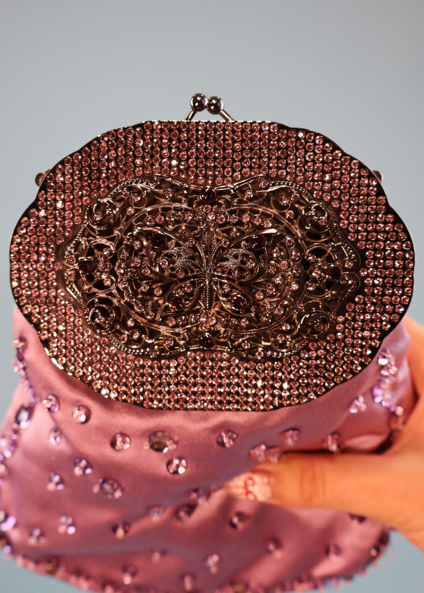 Valentino Spring 2004 Butterfly Embellished Lilac Silk Satin Bag