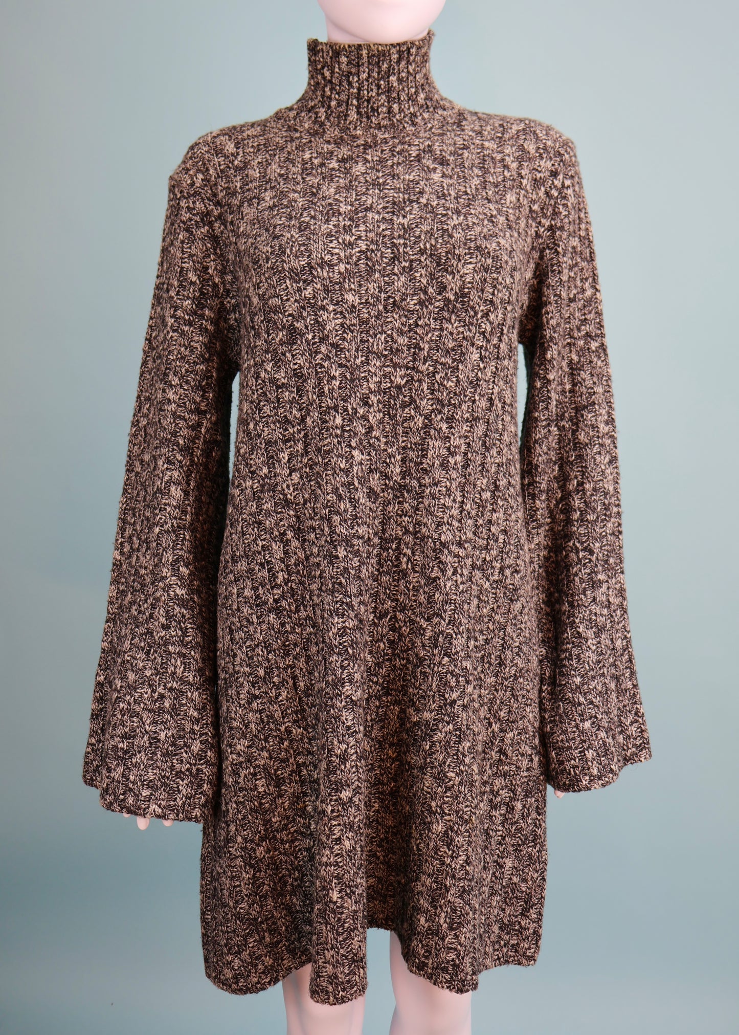 Dolce & Gabbana Grey Knitted Flare Sleeve Sweater Dress