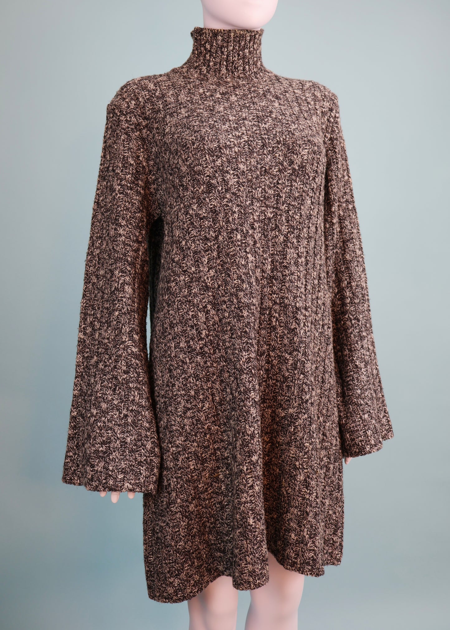 Dolce & Gabbana Grey Knitted Flare Sleeve Sweater Dress