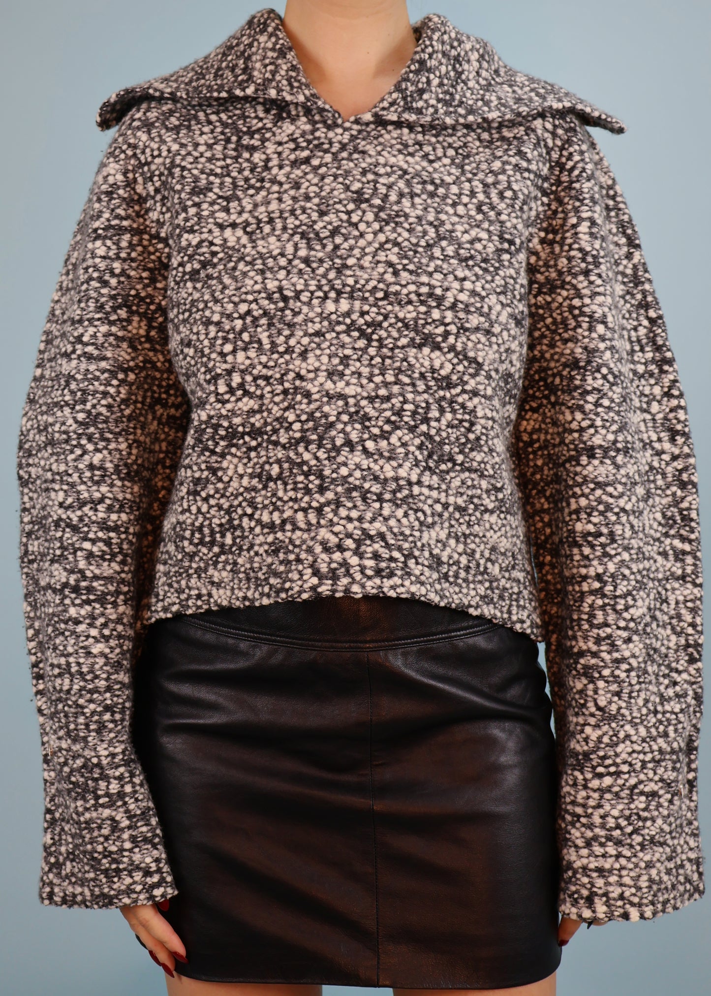 Balenciaga Fall 2015 Runway Grey Boucle Structured Sweater