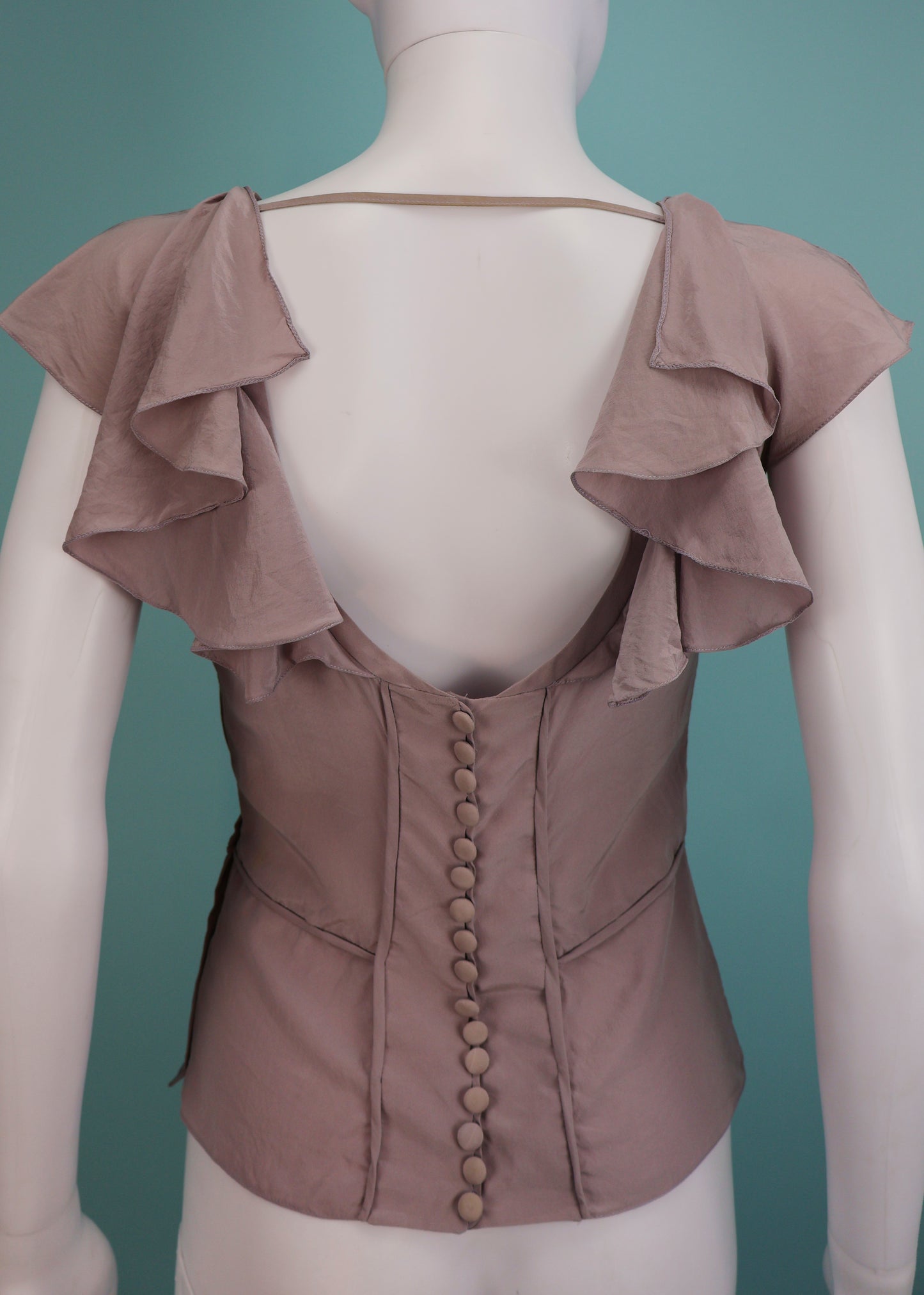 Yves Saint Laurent Spring 2003 Lilac Floral Appliqué Silk Top