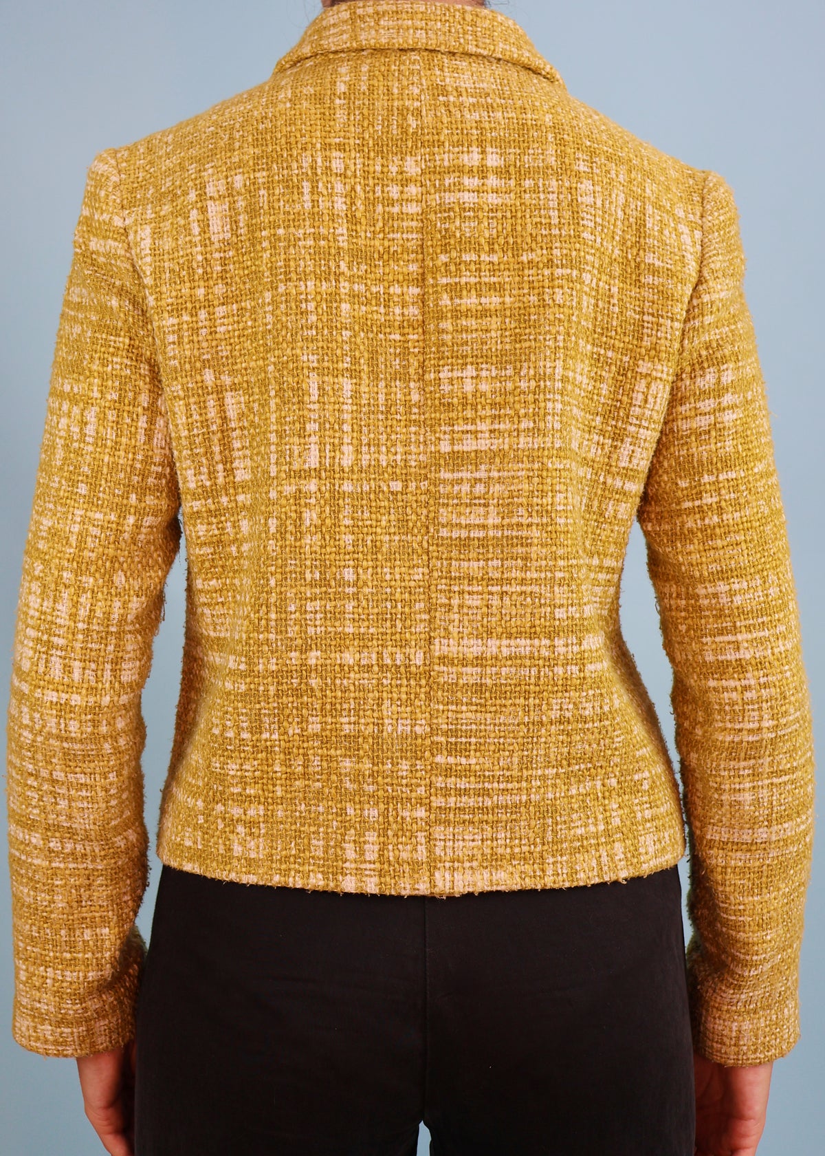 Prada Spring 1996 Runway Yellow Checked Tweed Jacket