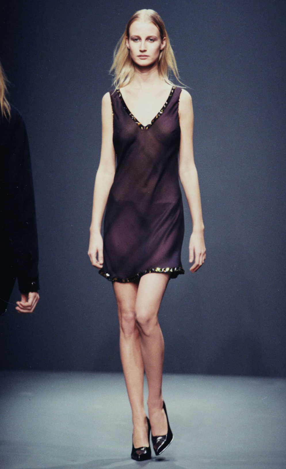 Prada Fall 1997 Khaki Silk Floral Mini Dress