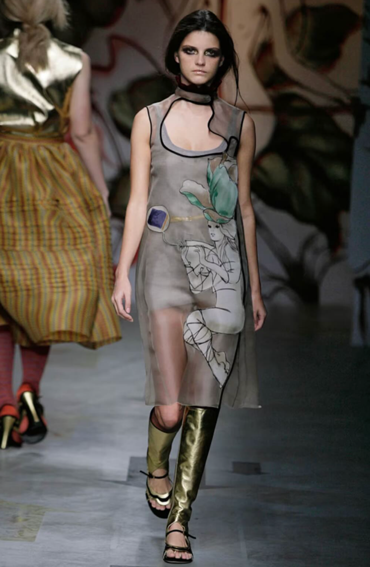 Prada Spring 2008 Runway Gold Leather Long Boot Sandals