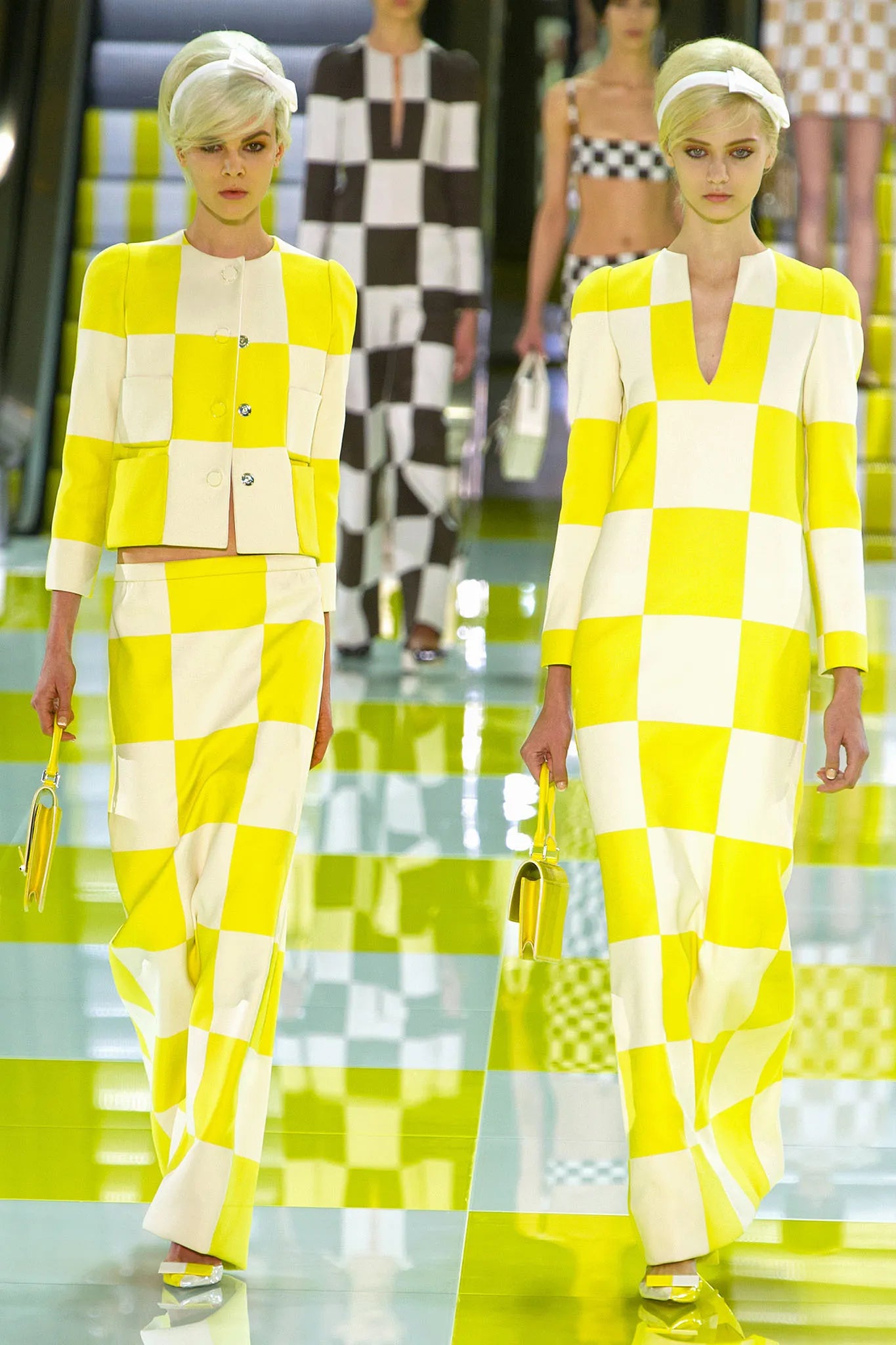 Louis Vuitton Spring 2013 Runway Yellow & White Checked Damier Skirt