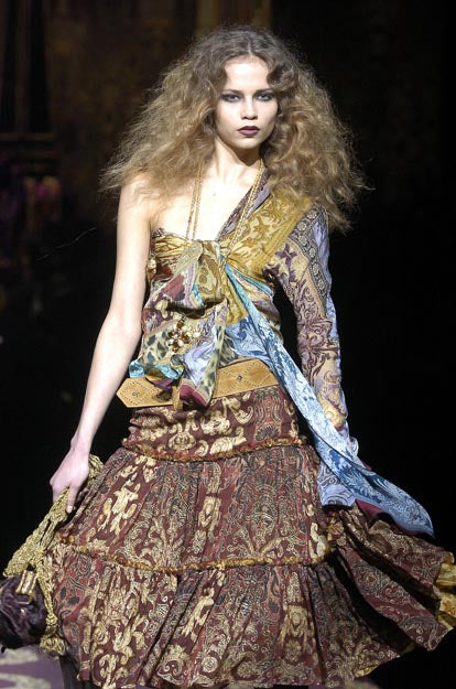 Roberto Cavalli Fall 2004 Patchwork Fringe Scarf Top