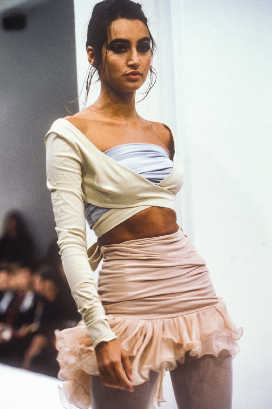 Dolce & Gabbana Spring 1991 Silk Chiffon Ruffle Hem Dress