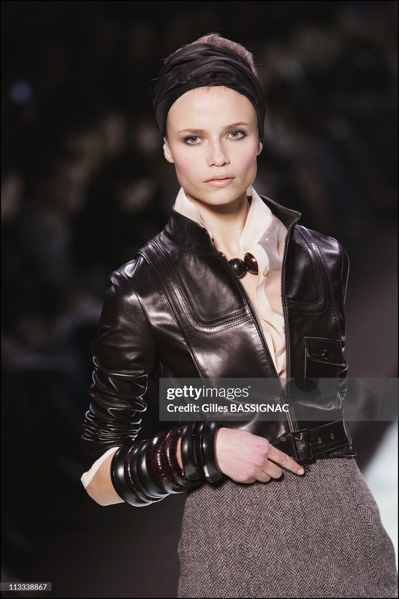 Celine Fall 2006 Runway Black Leather Belted Double Way Zip Jacket