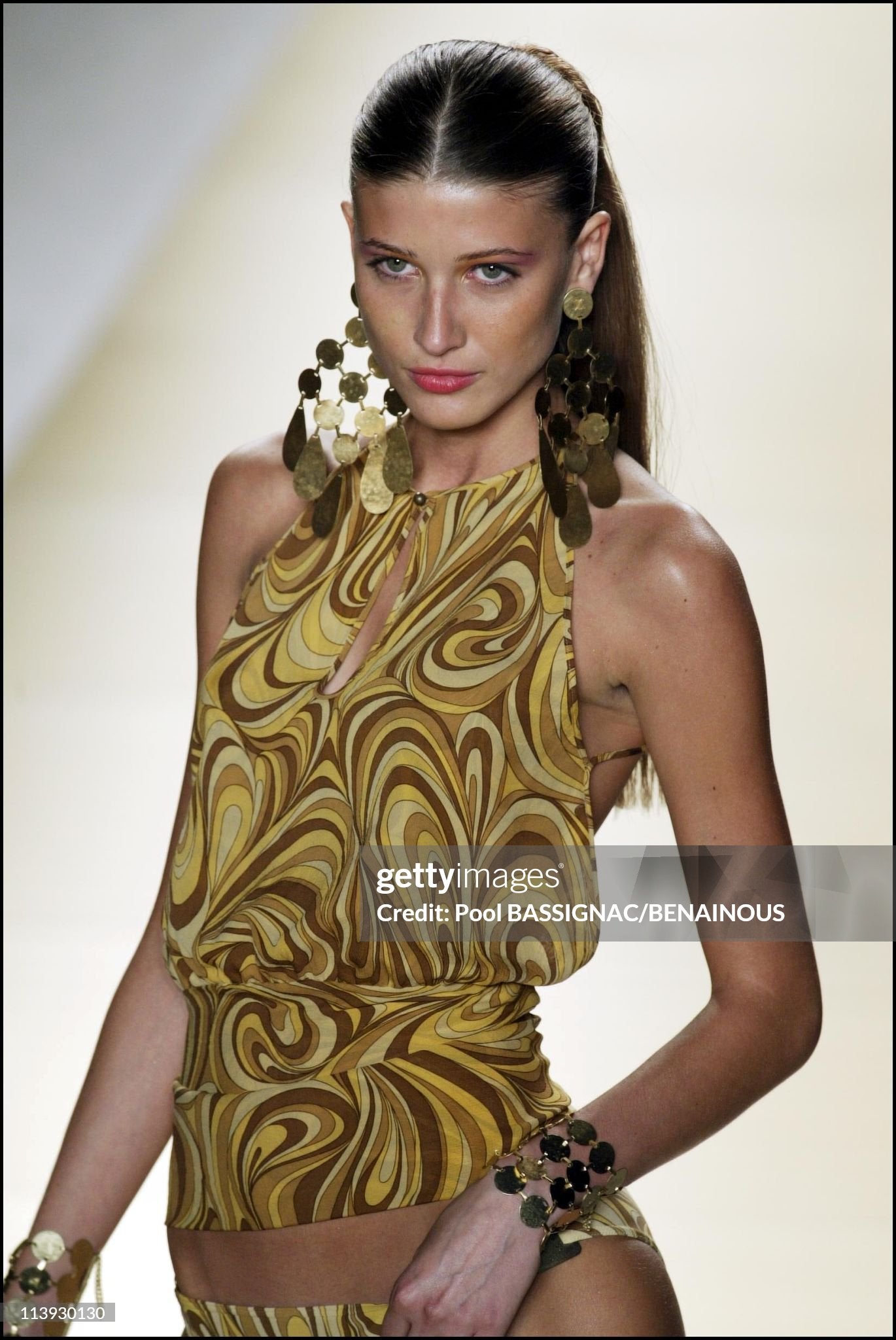 Celine Spring 2003 Swirl Print Peephole Long Sleeve Top