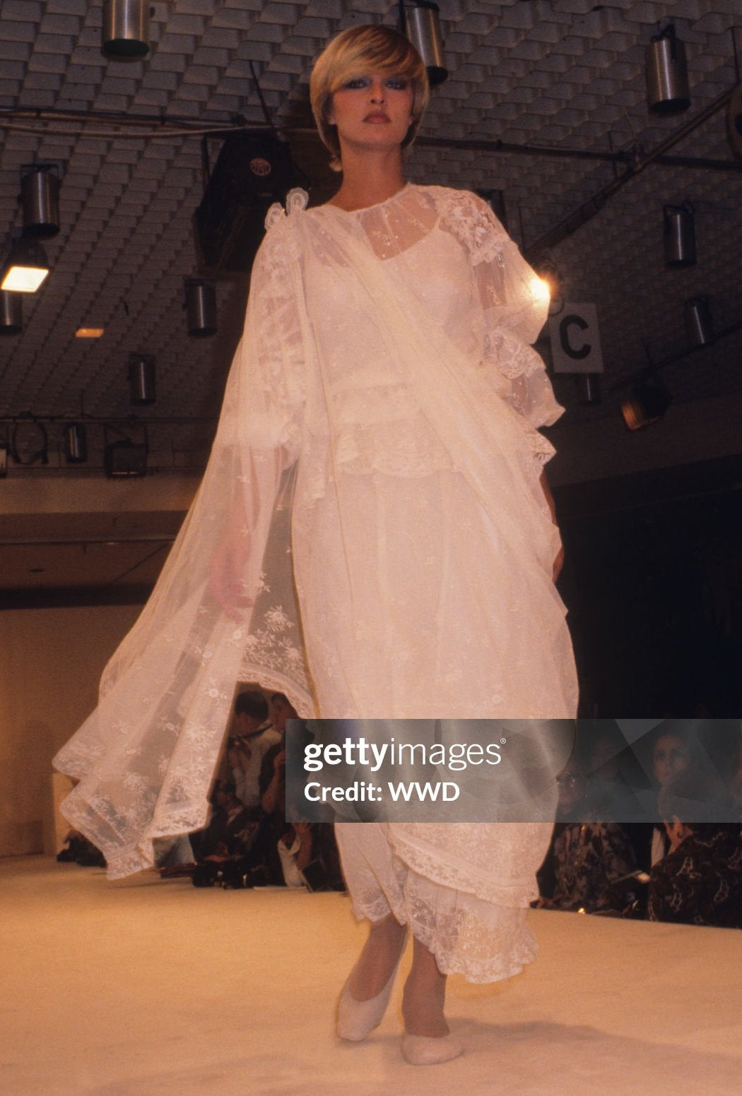 Chloé Spring 1978 Runway Cream Embroidered Lace Blouse, Tiered Skirt & Slip Dress Set