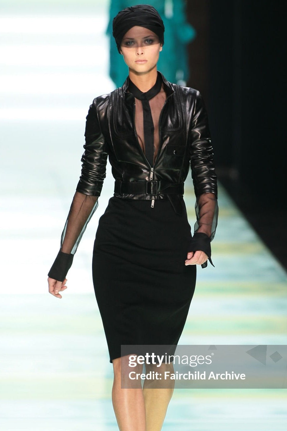 Celine Fall 2006 Runway Black Leather Belted Double Way Zip Jacket