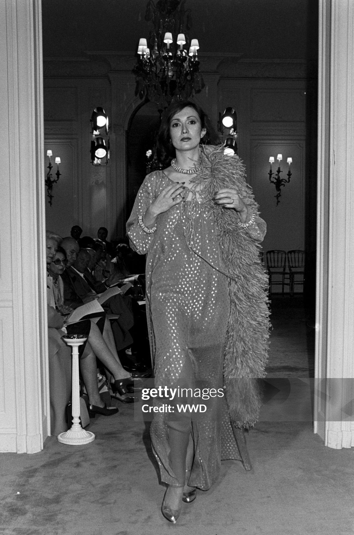 Dior Fall 1976 Haute Couture Blue & Silver Silk Chiffon Sheer Dress & Jacket Set
