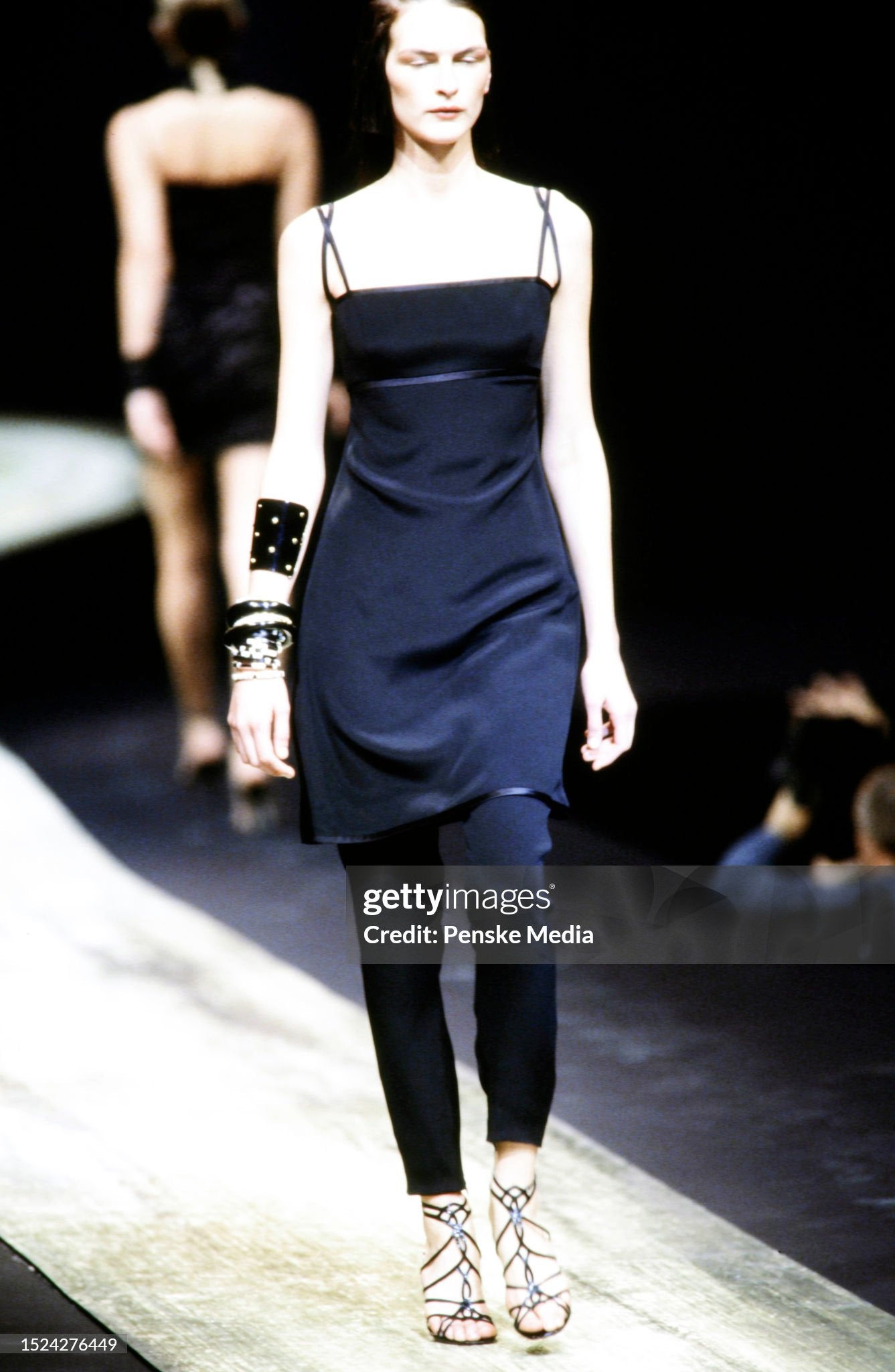 Valentino Spring 1998 Runway Baby Blue Satin Trim Dress