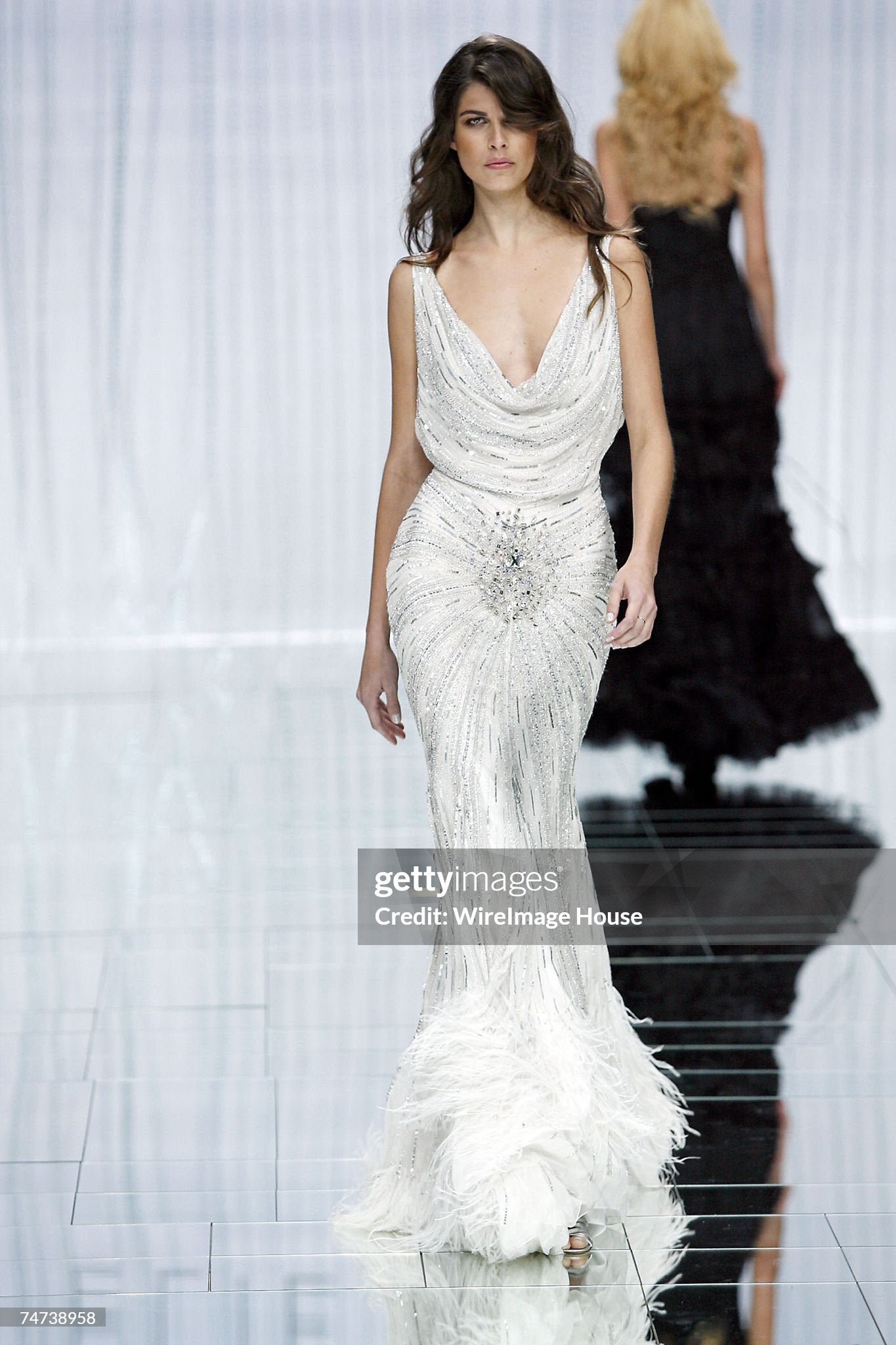 Elie Saab Spring 2006 Runway Crystal Embellished Cowl Neckline Gown