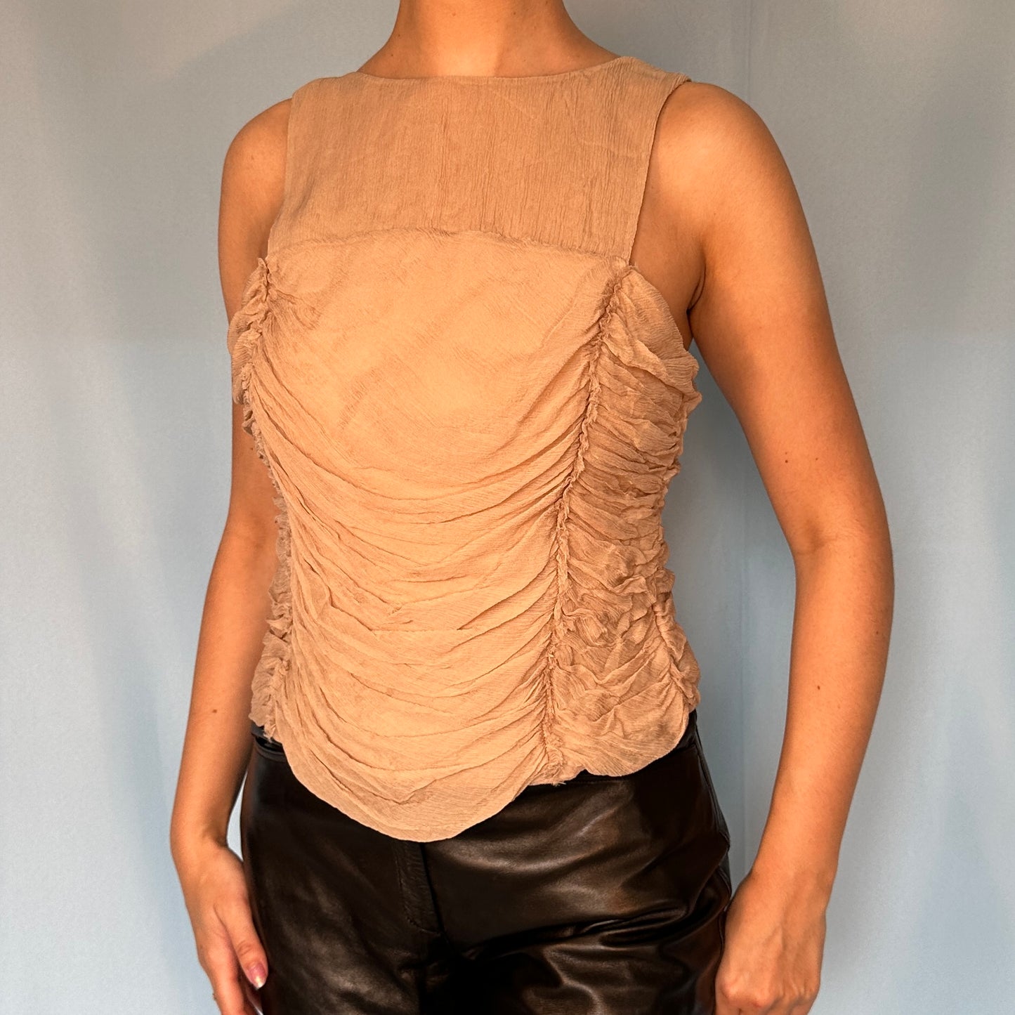 Fendi Silk Chiffon Ruched Top