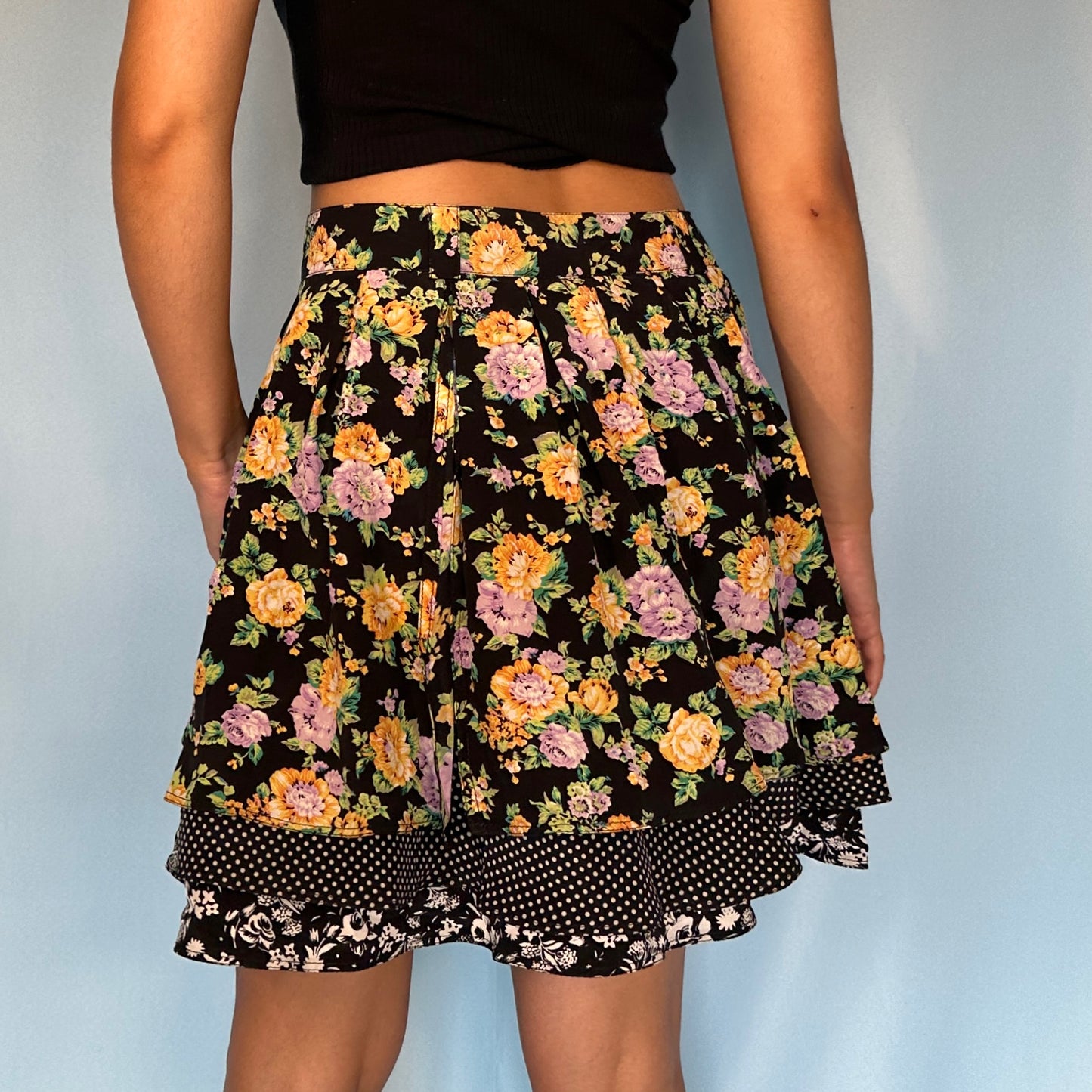 Versace Spring 1993 Silk Floral Layered Skirt