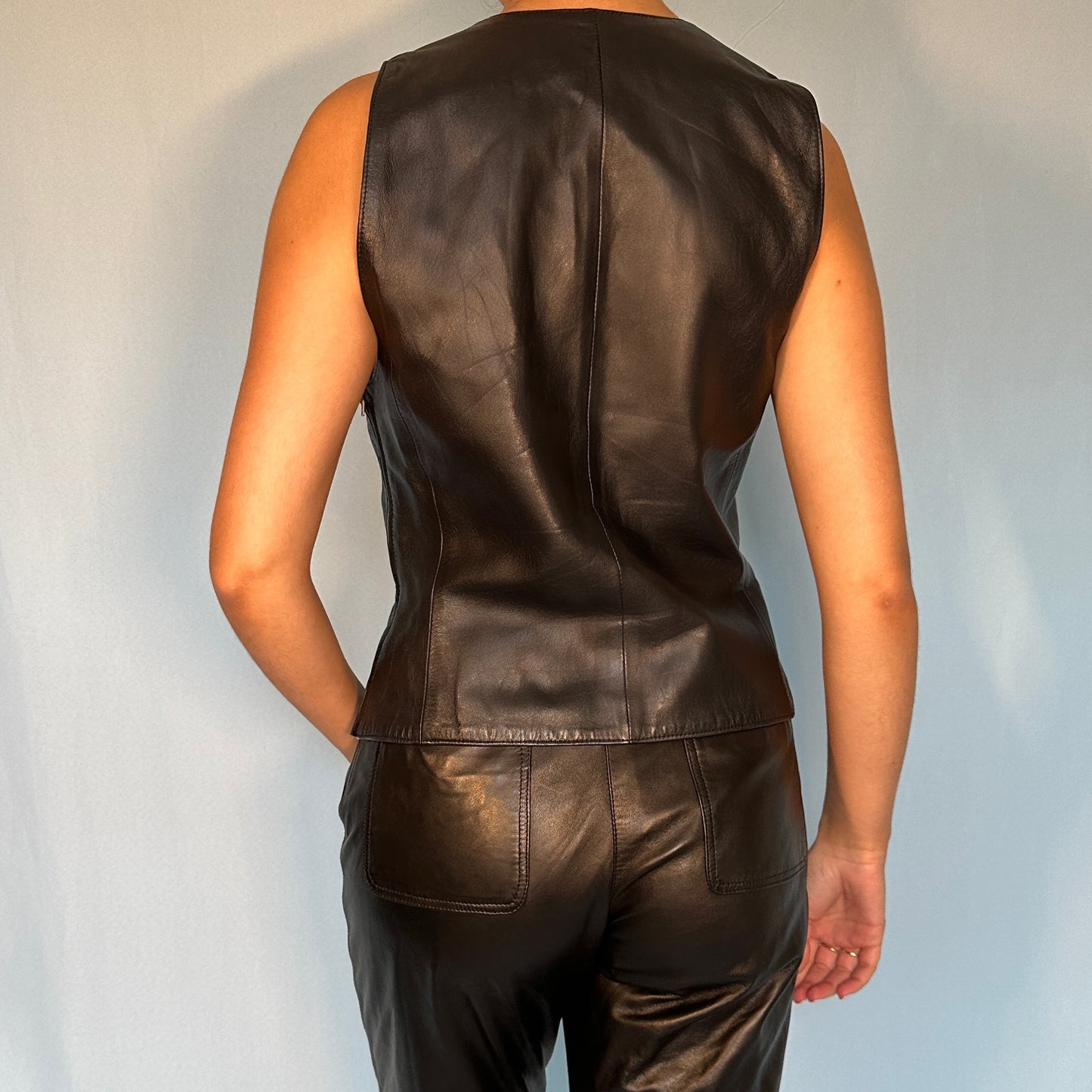 Helmut Lang Fall 1992 Runway Black Leather Open Laced Front Top