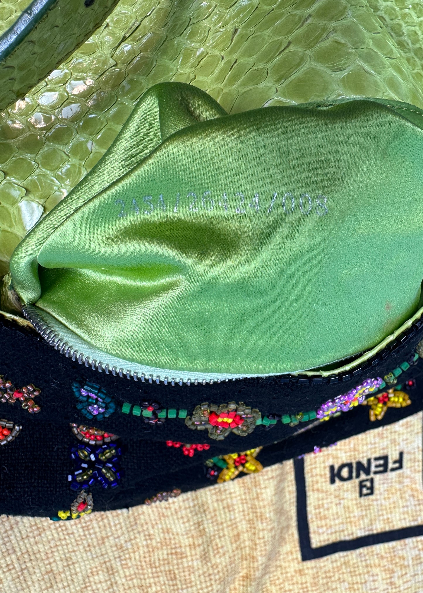Fendi Beaded Embellished Floral Baguette Bag