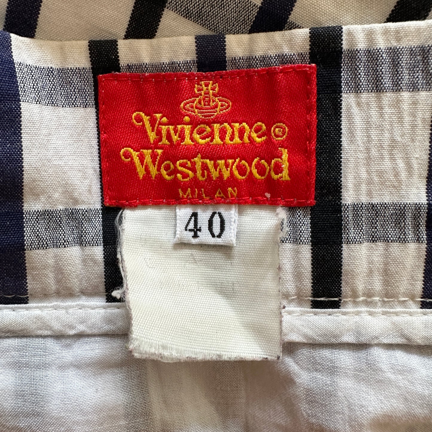 Vivienne Westwood White & Navy Checked Mini Skirt