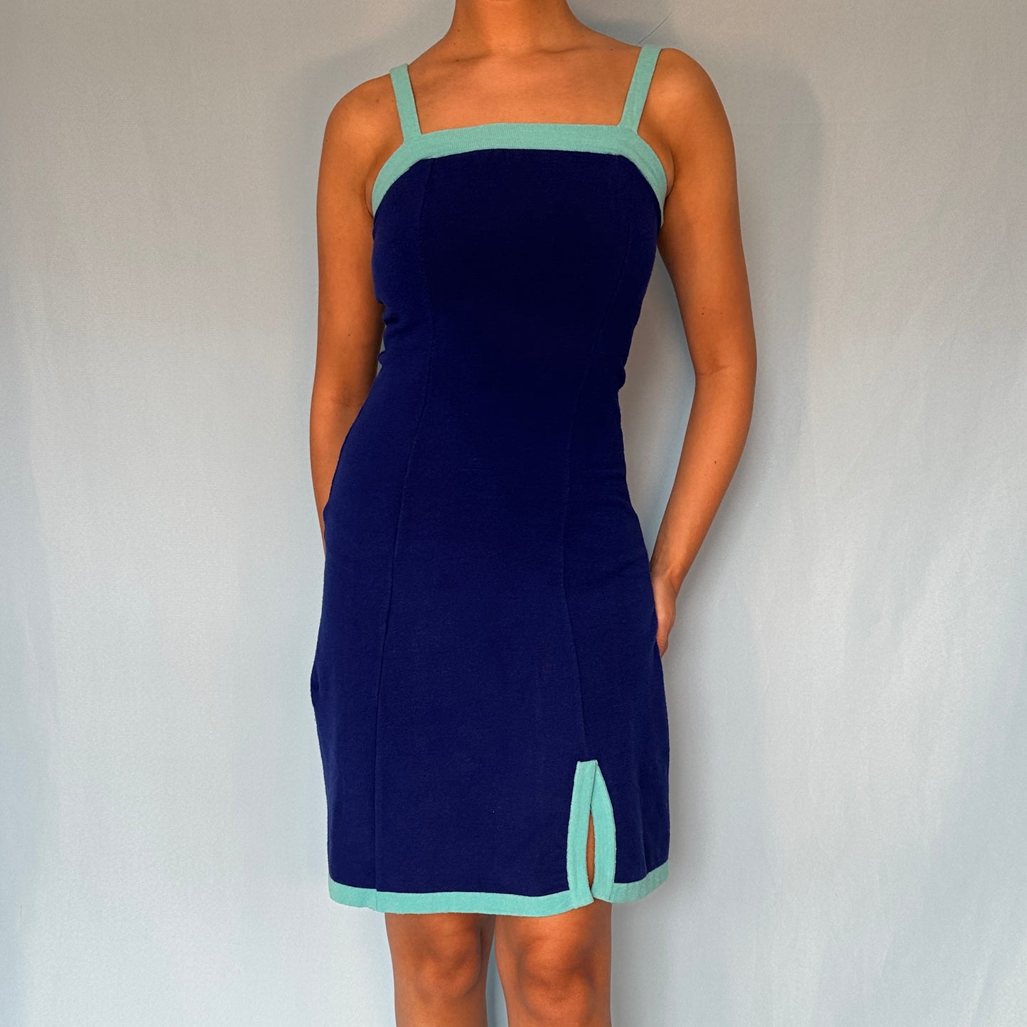 Anna Molinari Blue Terry Cloth Towelling Dress