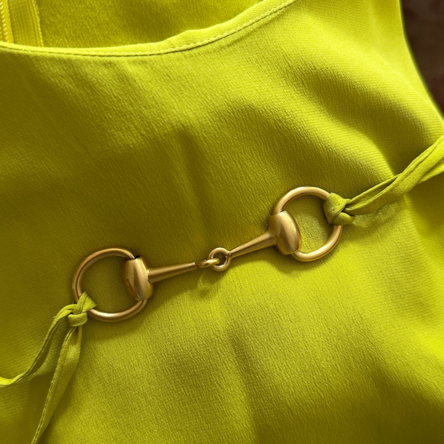 Gucci Spring 1995 Yellow Silk Horsebit Belt Dress