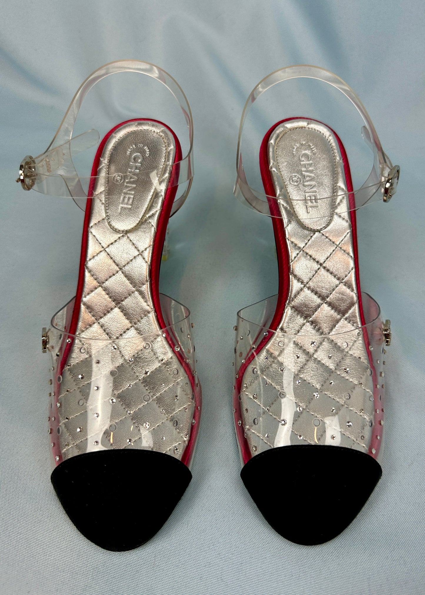 Chanel Crystal PVC & Cap Toe Heels