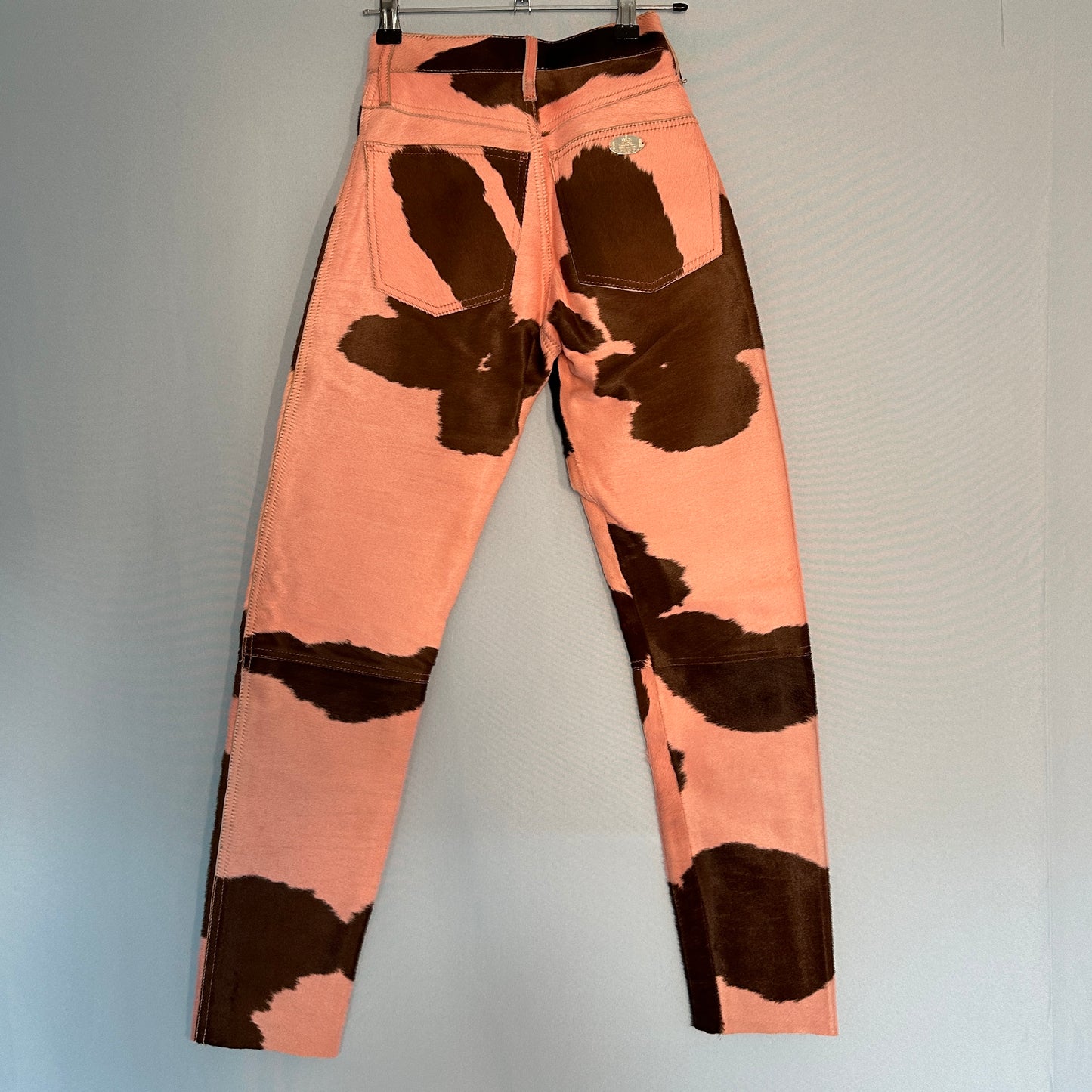 Fendi Fall 1999 Pink Ponyhair Cow Print High Waisted Trousers Pants