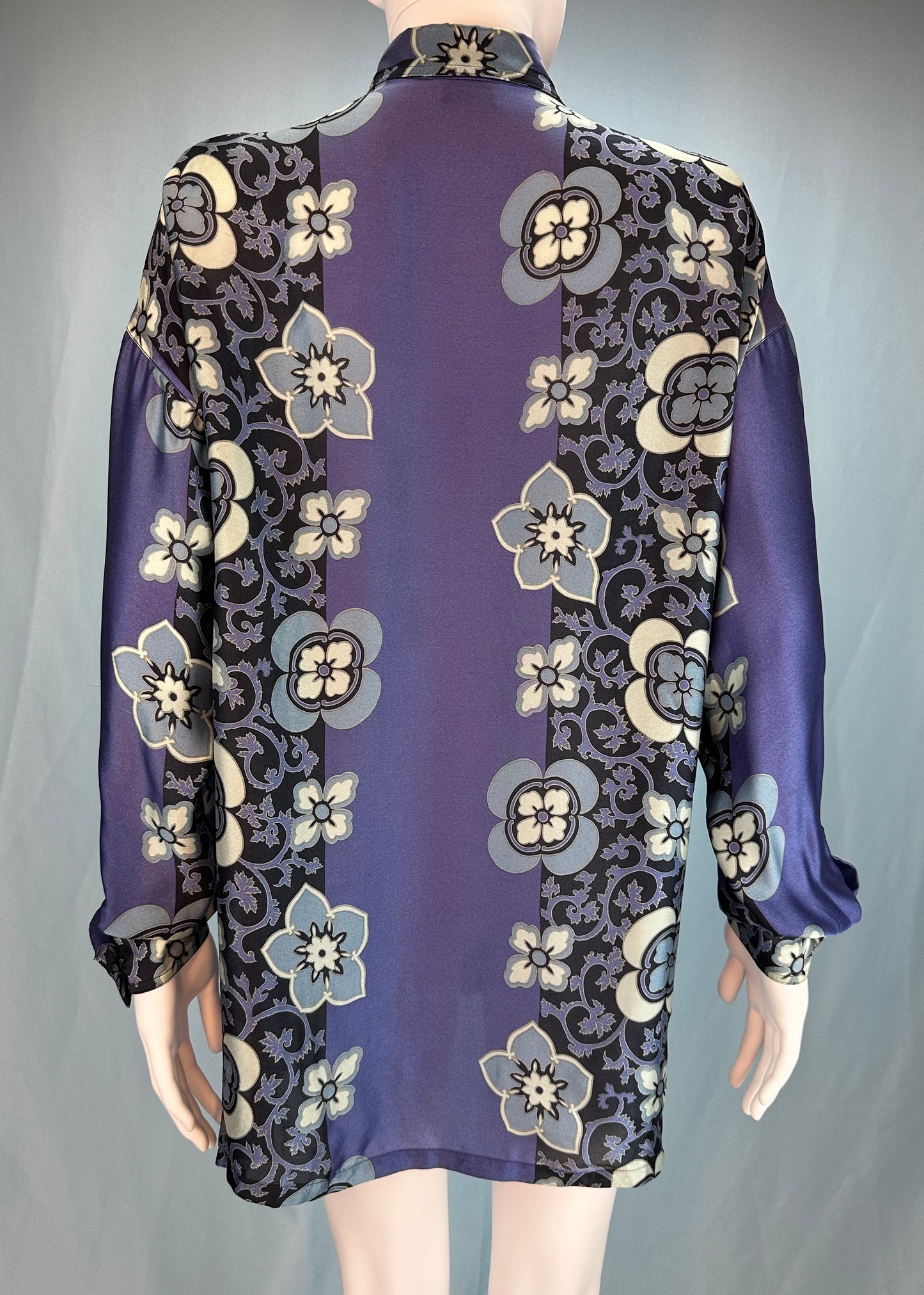 Versace Floral Baroque Silk Long Sleeve Shirt