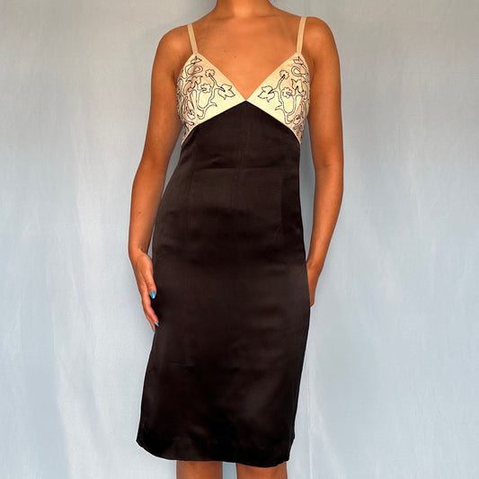 Fendi Embroidered Silk Satin Dress