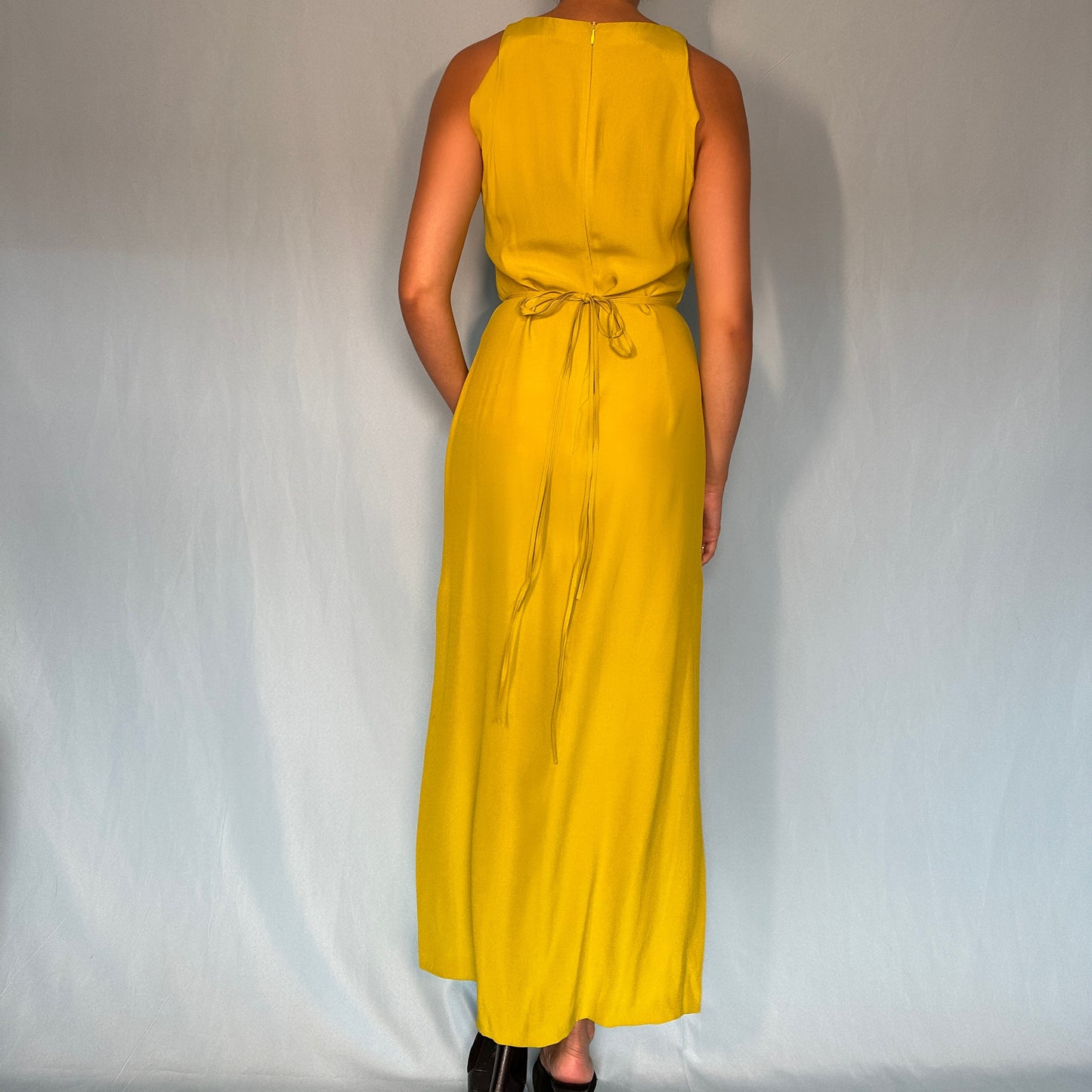 Gucci Spring 1995 Yellow Silk Horsebit Belt Dress