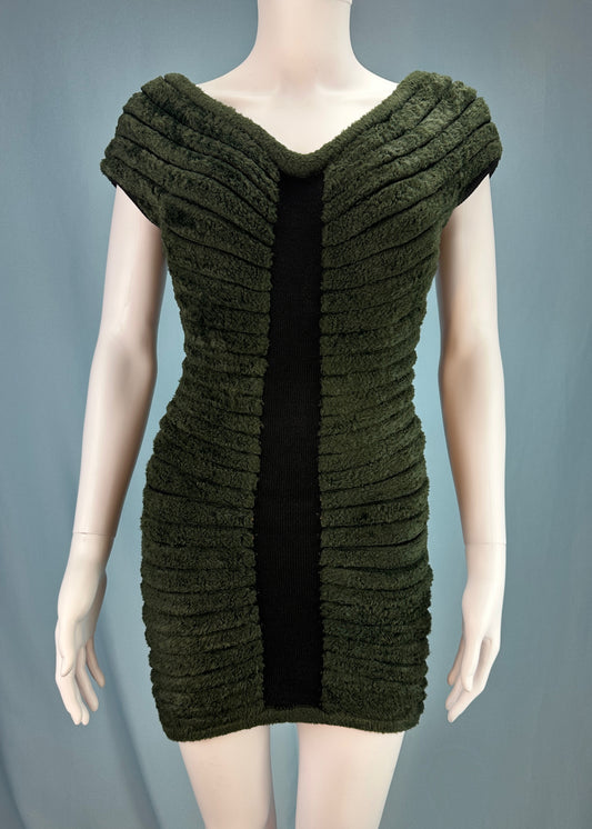 Azzedine Alaia Spring 1994 Houpette Chenille Green Dress