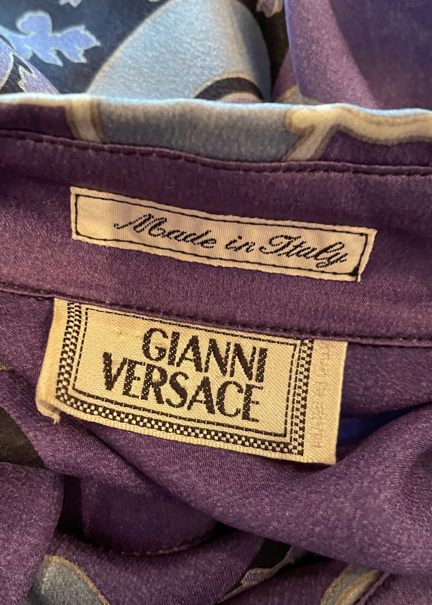 Versace Floral Baroque Silk Long Sleeve Shirt