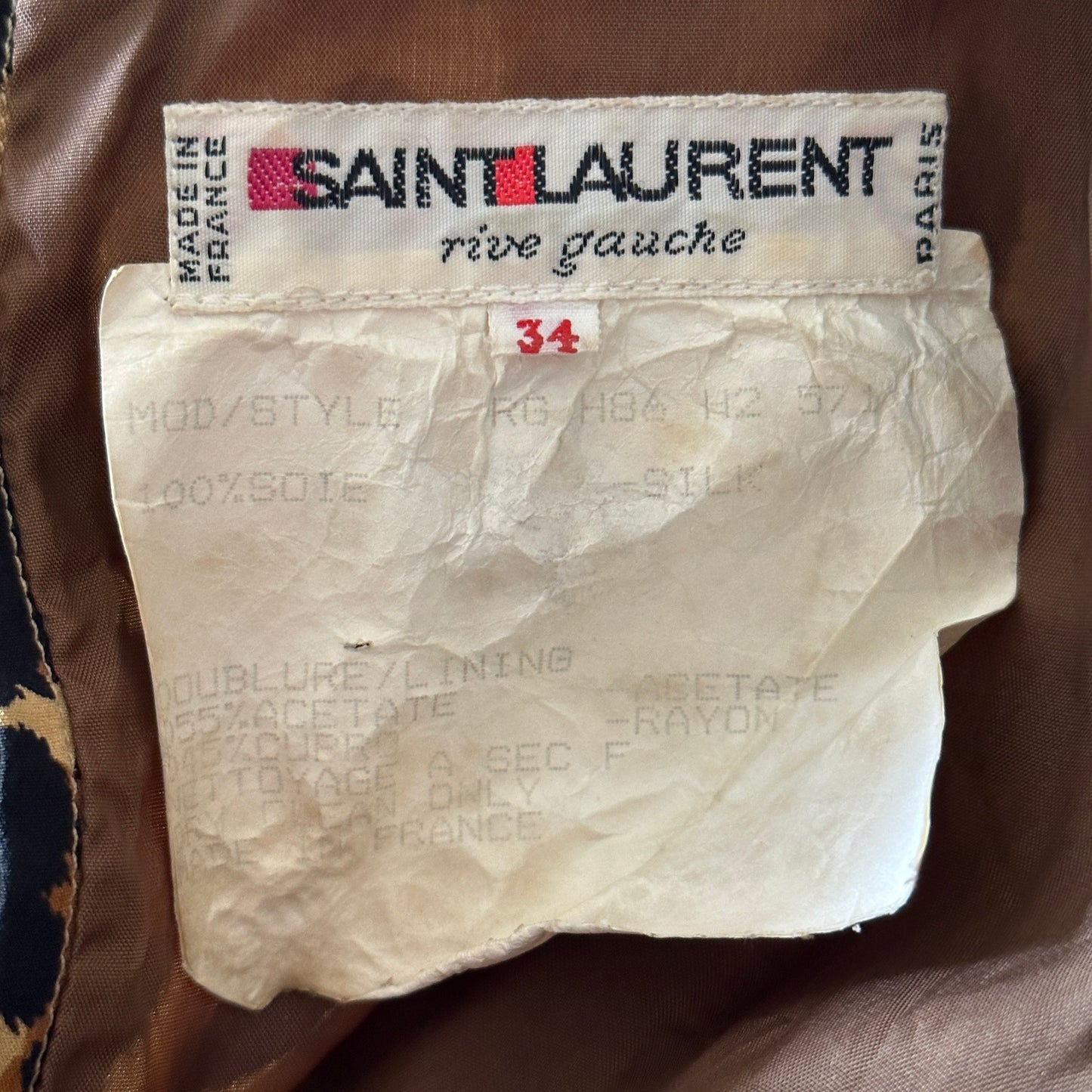 Yves Saint Laurent Rive Gauche Fall 1986 Runway Silk Leopard Dress