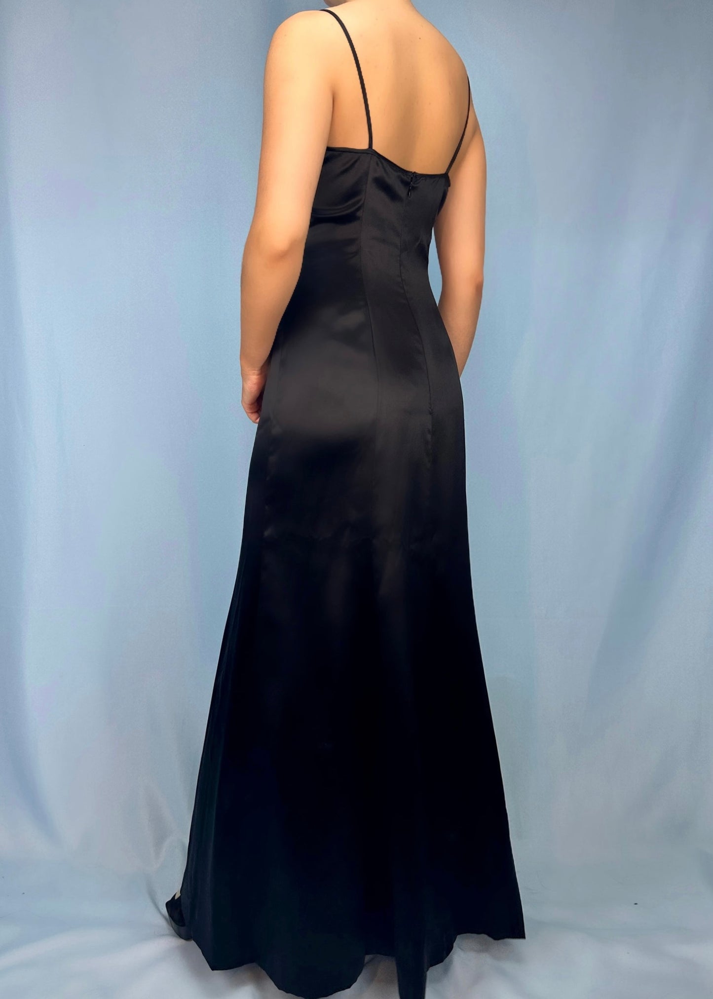Chanel Fall 1995 Black Silk Gown Dress