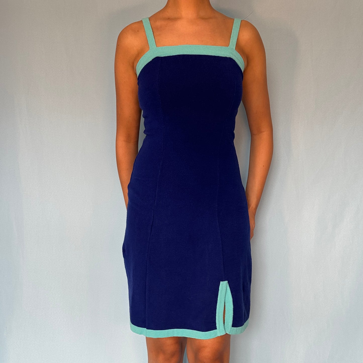 Anna Molinari Blue Terry Cloth Towelling Dress