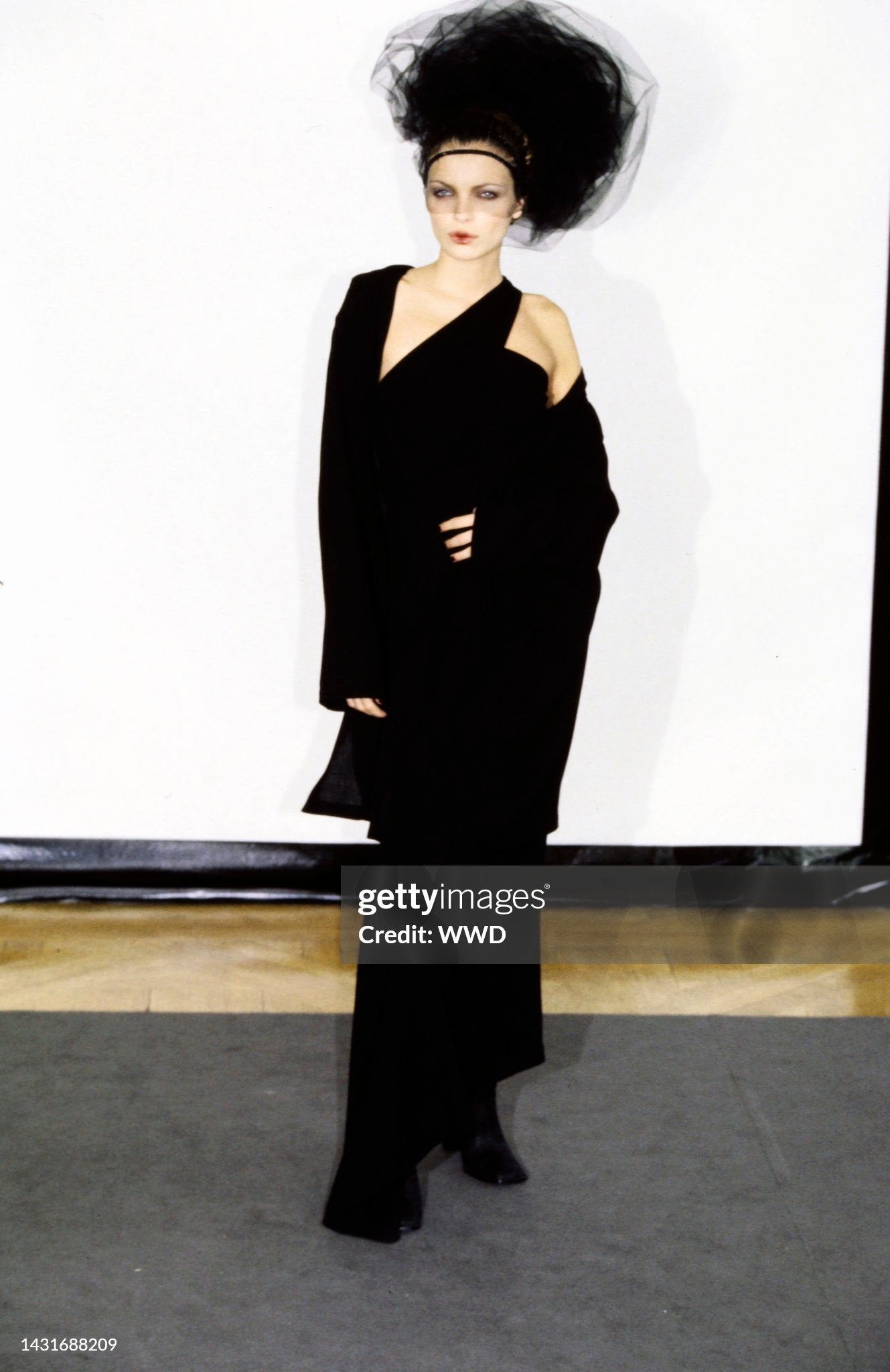 Chanel Fall 1998 Runway One Shoulder Draped Black Gown Dress