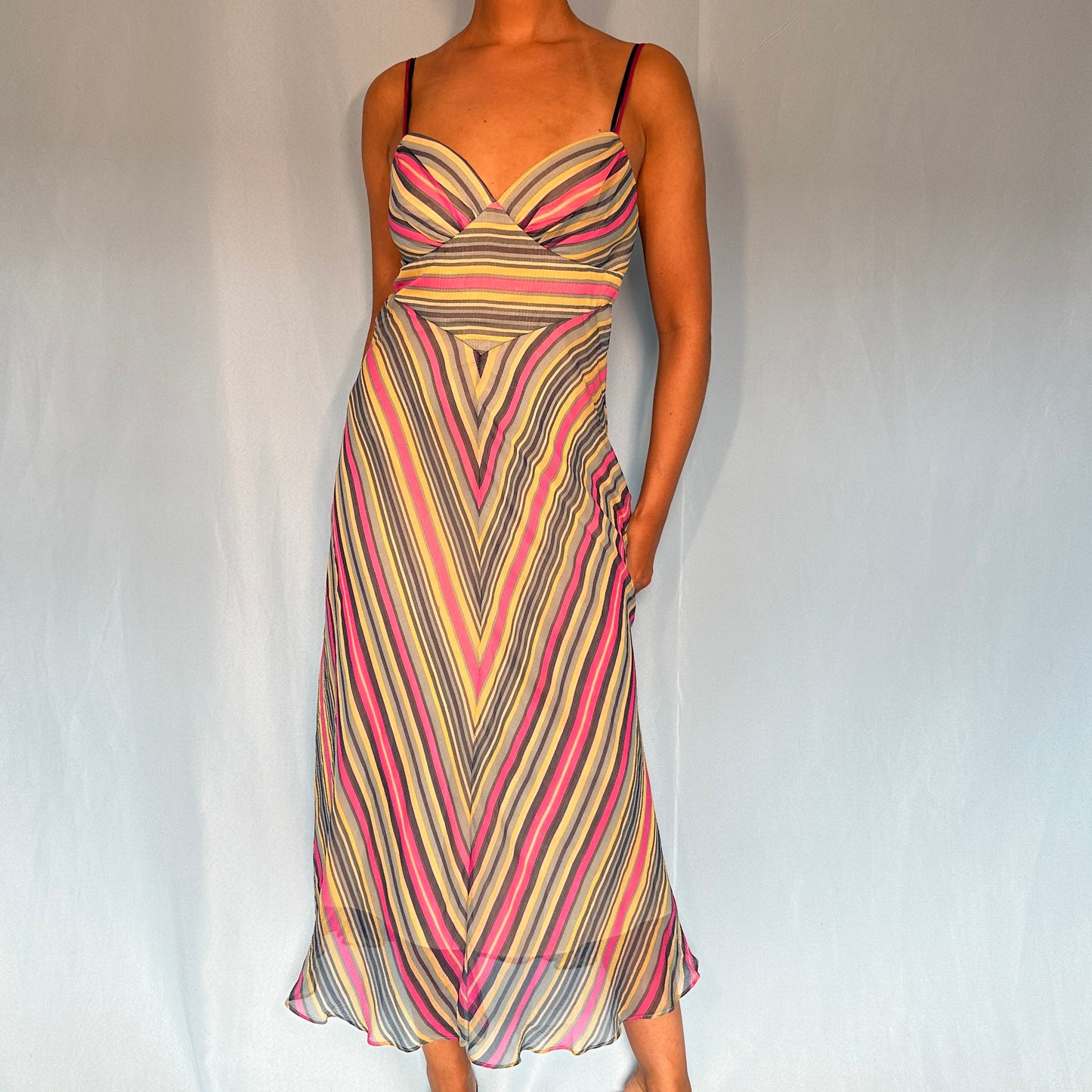 Betsey Johnson Striped Silk Chiffon Dress