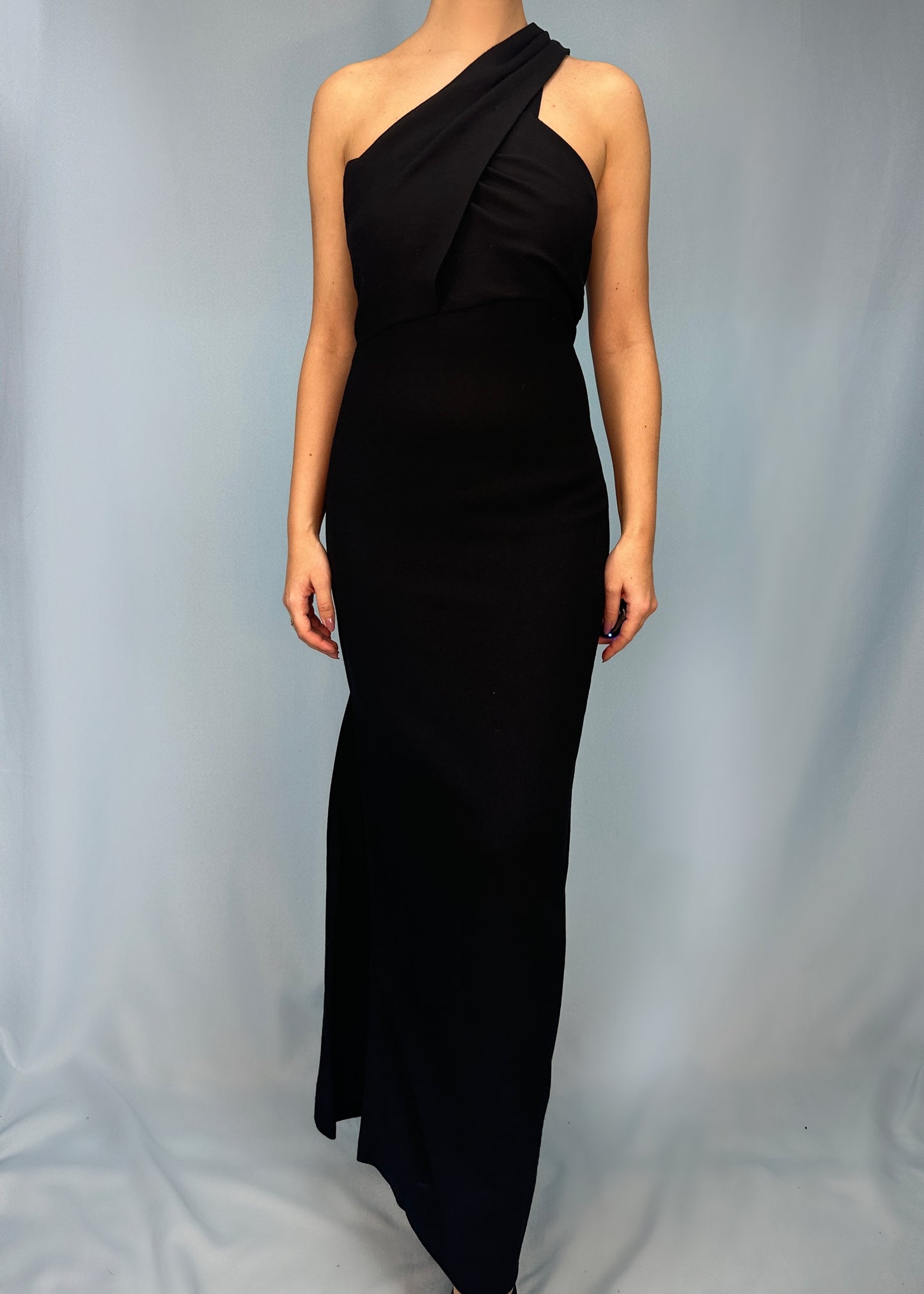 Chanel Fall 1998 Runway One Shoulder Draped Black Gown Dress