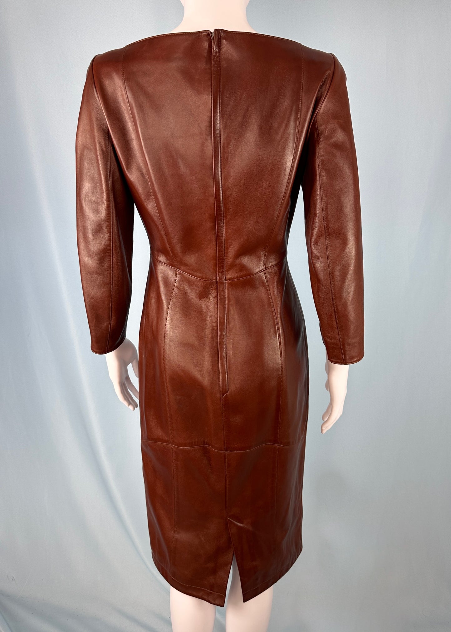 Thierry Mugler Fall 1999 Brown Leather Contour Dress