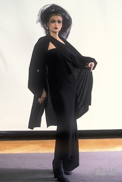Chanel Fall 1998 Runway One Shoulder Draped Black Gown Dress