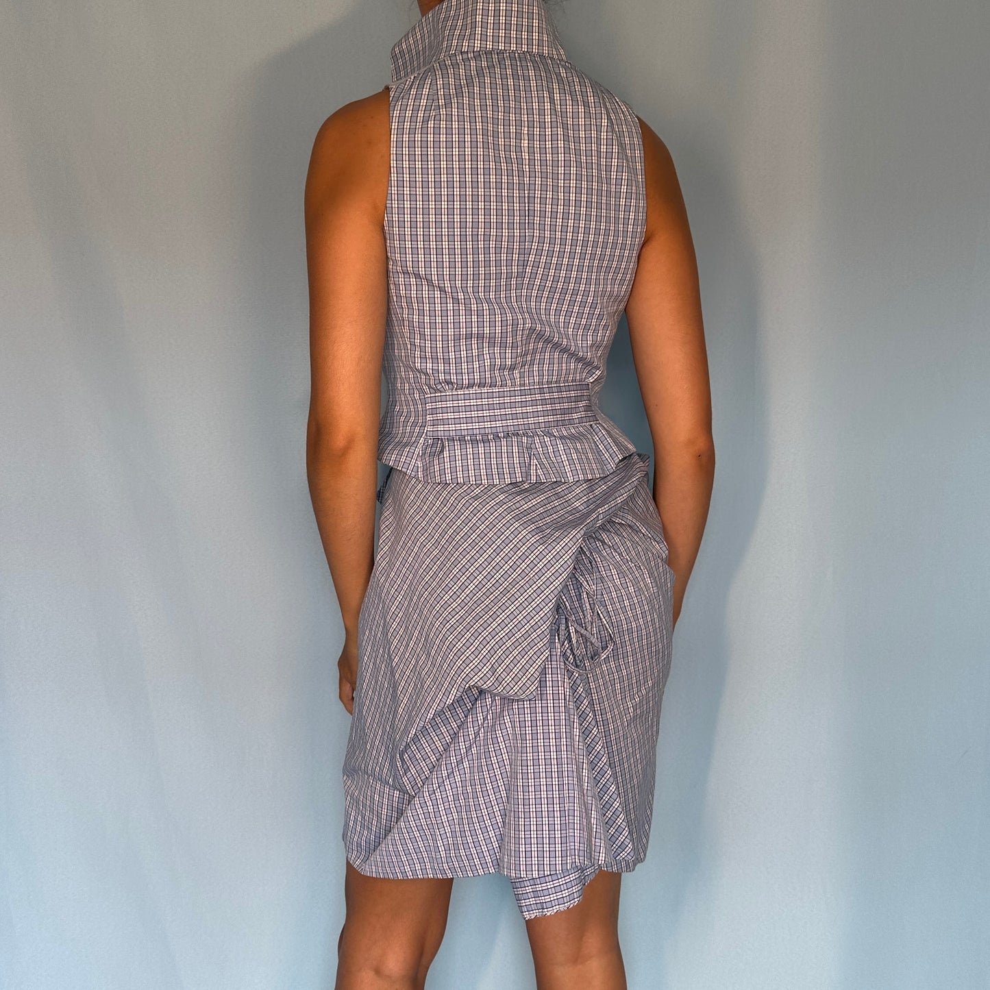 Vivienne Westwood Spring 1994 “Cafe Society” Checked Bustle Skirt & Waistcoat Set
