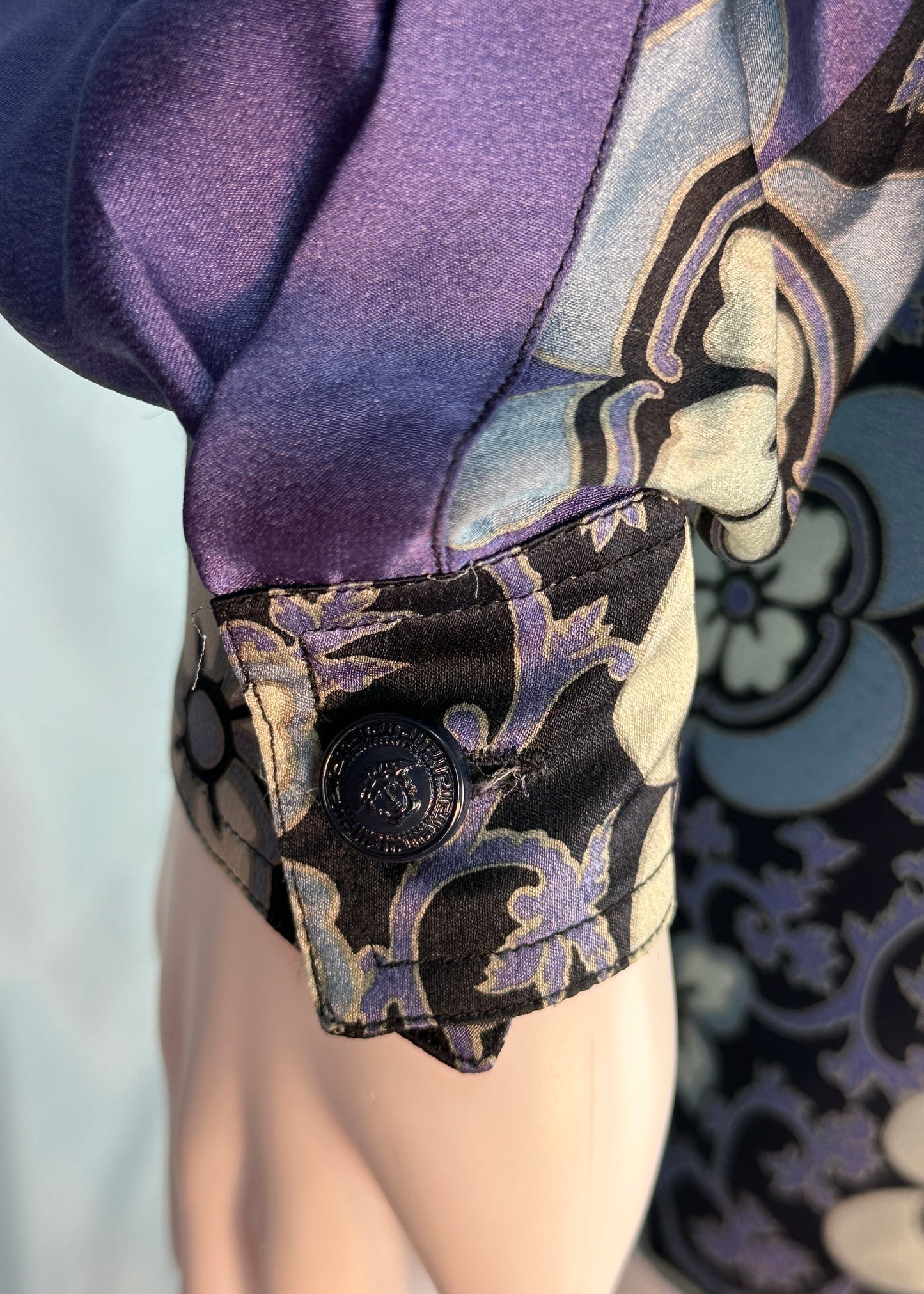 Versace Floral Baroque Silk Long Sleeve Shirt
