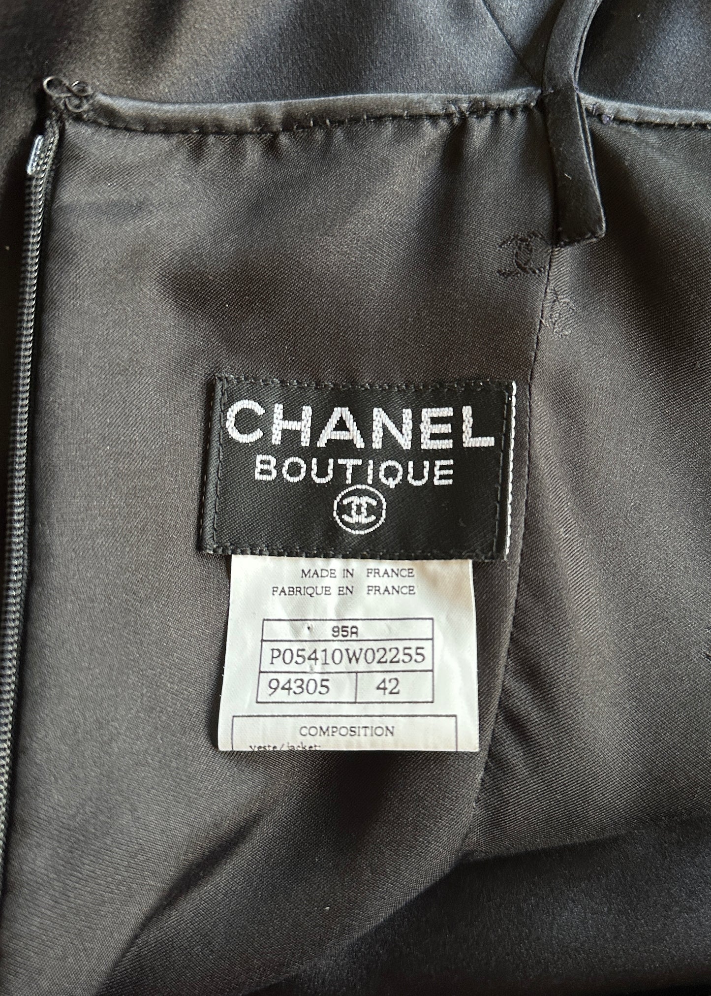 Chanel Fall 1995 Black Silk Gown Dress