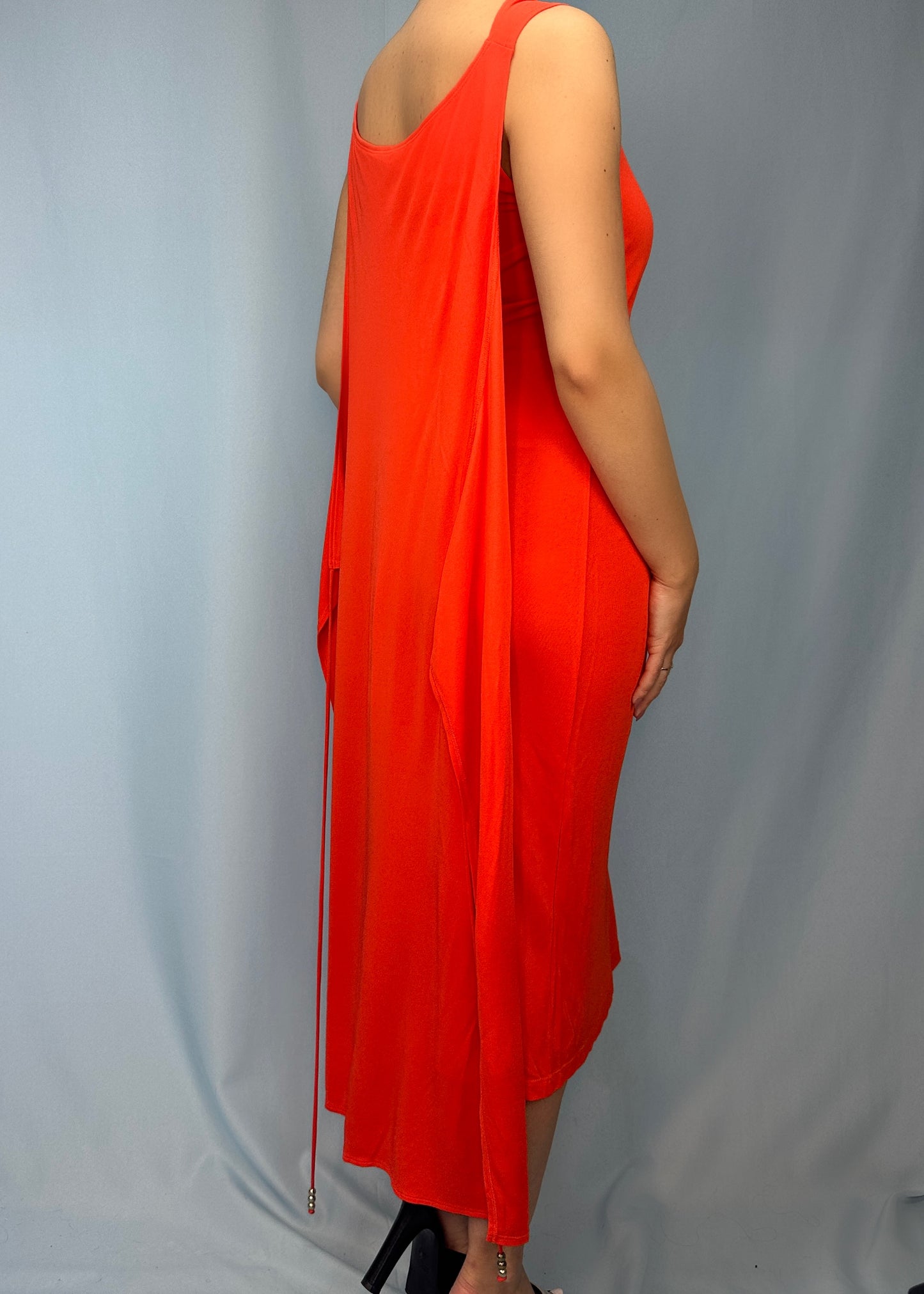 Celine Orange Waist Tie Up Dress