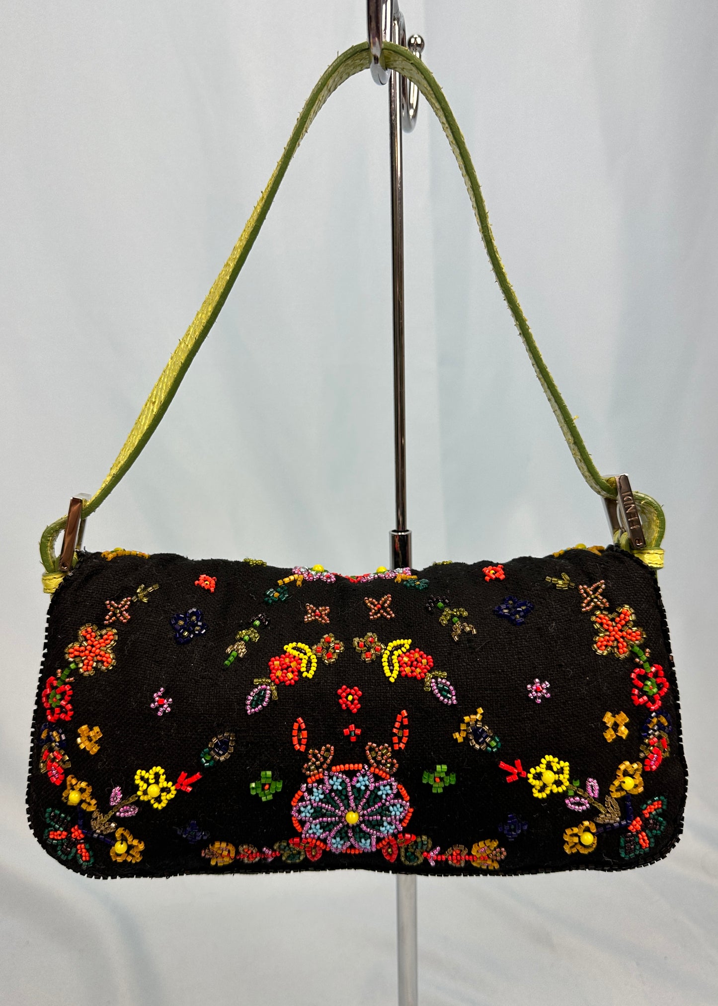 Fendi Beaded Embellished Floral Baguette Bag