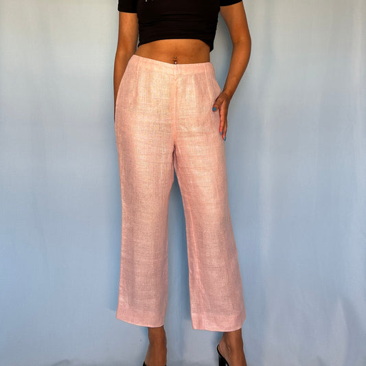 Versace Spring 1999 Metallic Pink Cropped Capri Pants