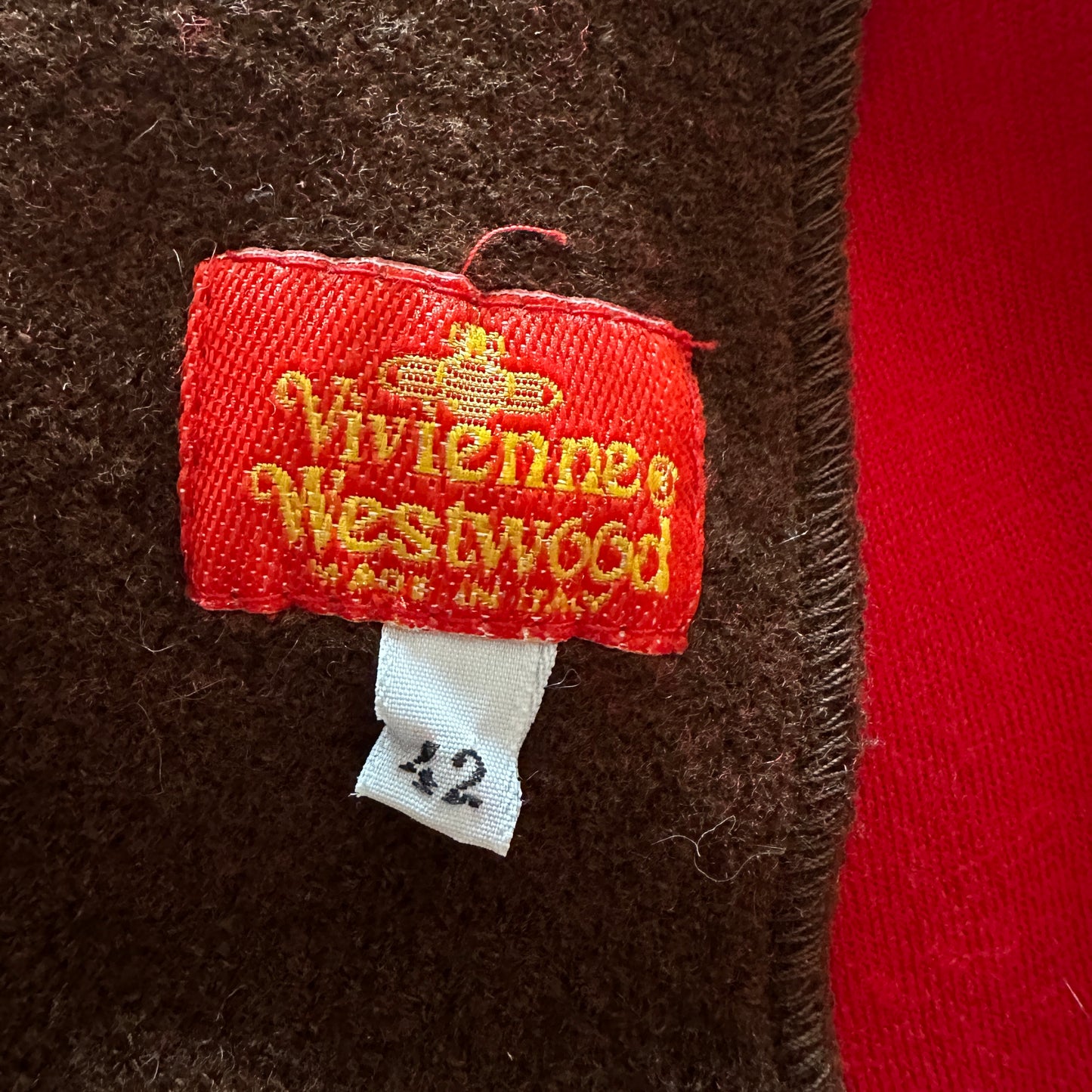 Vivienne Westwood Fall 1989 Runway Red Wool Orb Button Dress