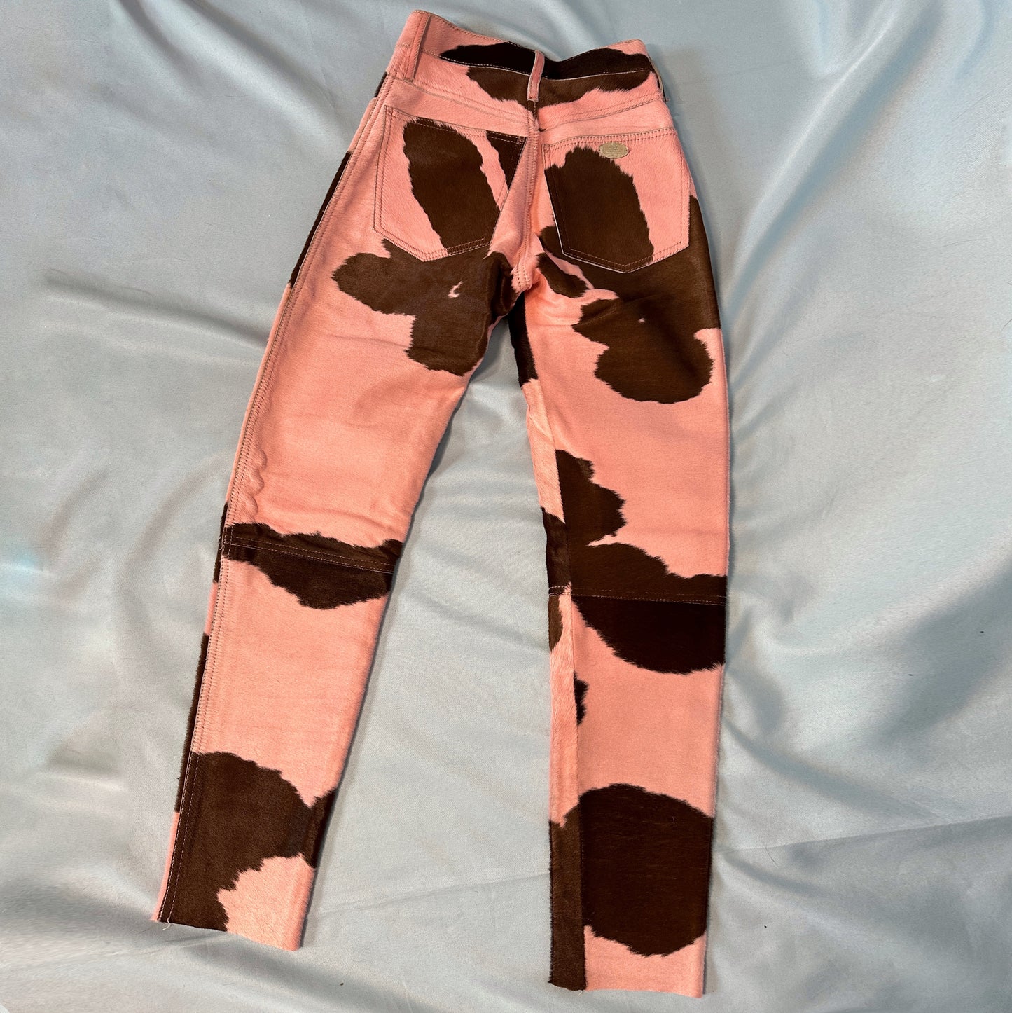 Fendi Fall 1999 Pink Ponyhair Cow Print High Waisted Trousers Pants